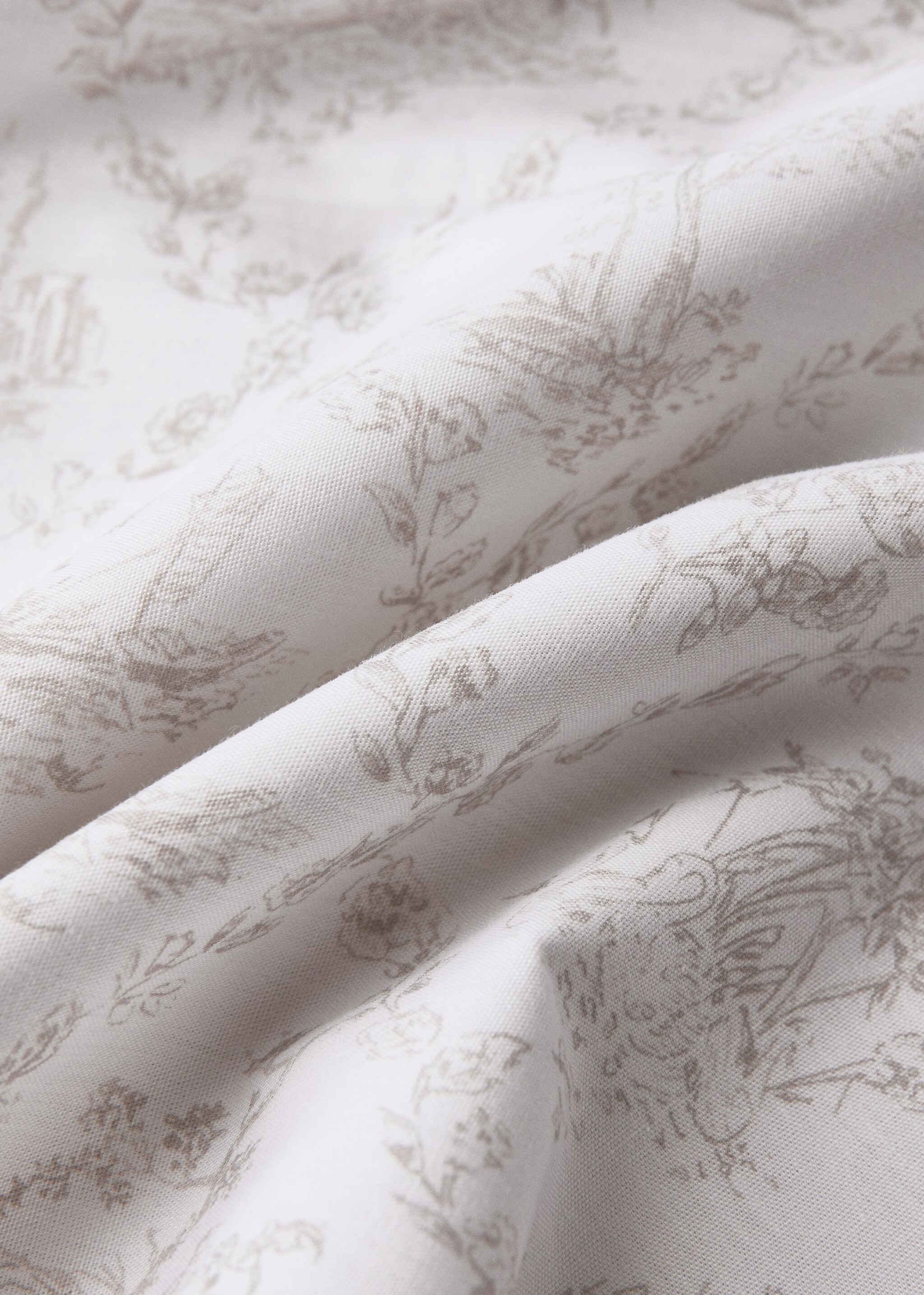 Toile de Jouy cotton percale duvet cover Single bed - Details of the article 2, Medium Brown. Ref: 17001618-00.