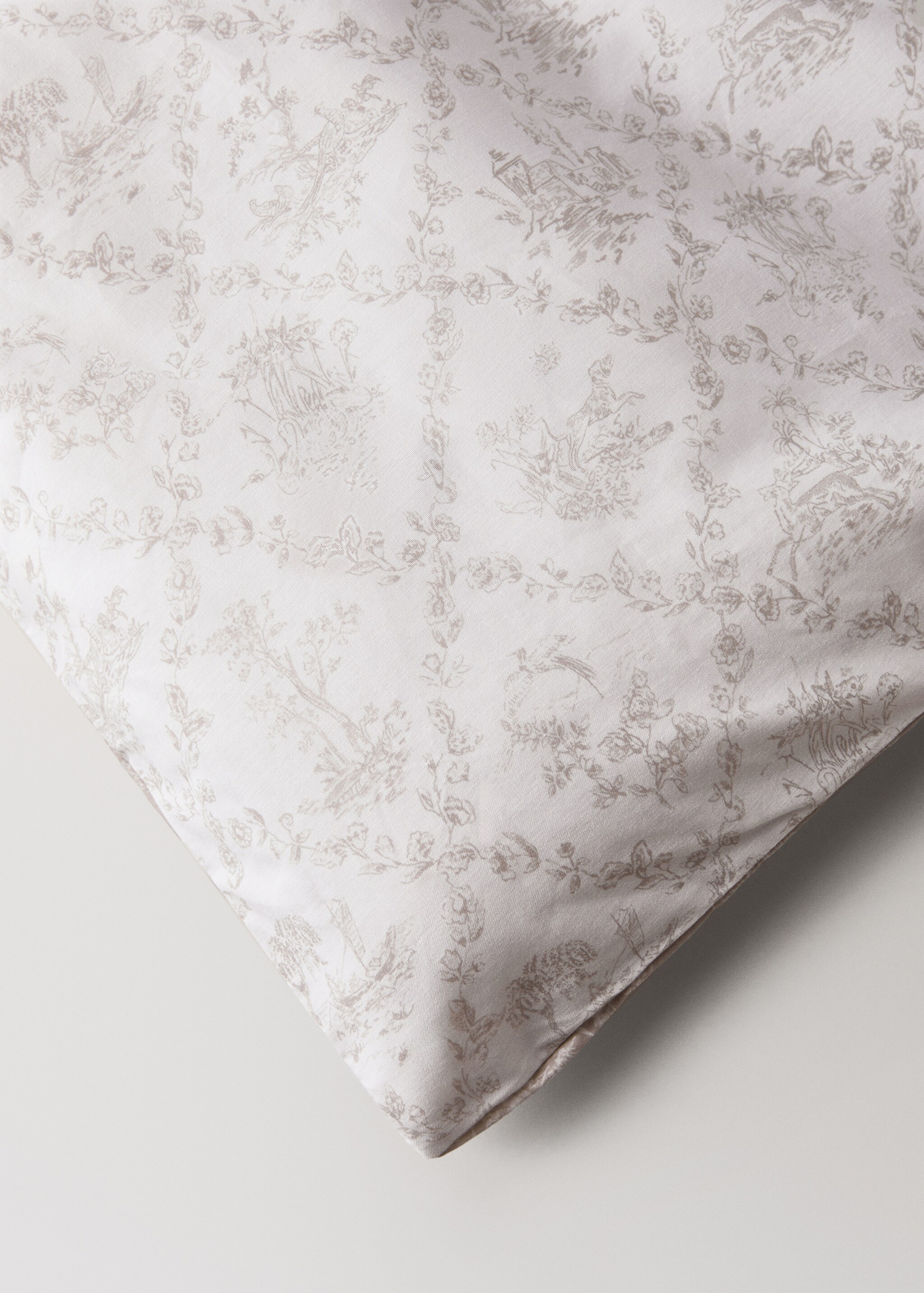 Toile de Jouy cotton percale duvet cover Single bed - Details of the article 3, Medium Brown. Ref: 17001618-00.