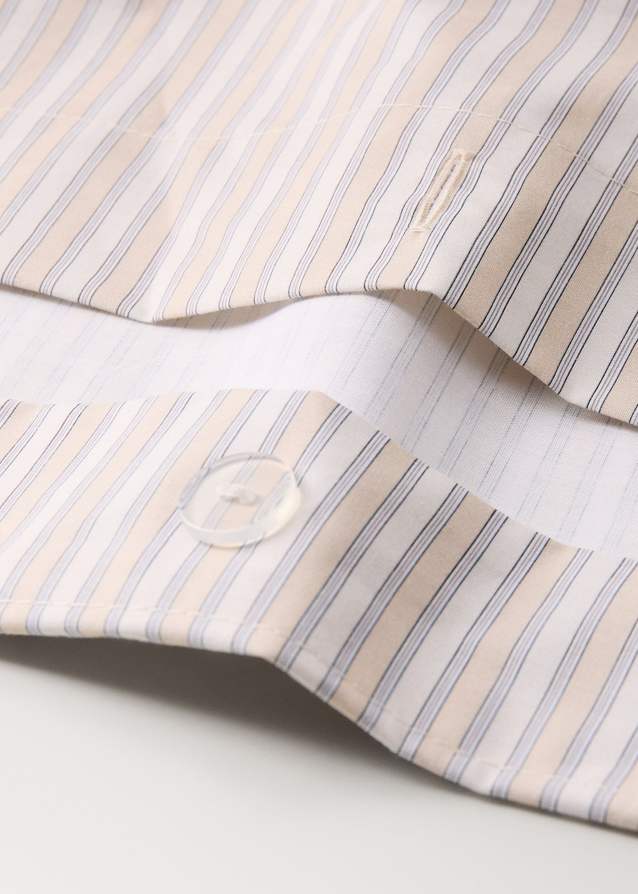 Children's duvet cover in cotton percale with a fine striped pattern Queen bed - Details of the article 1, Vanilla. Ref: 17001621-00.