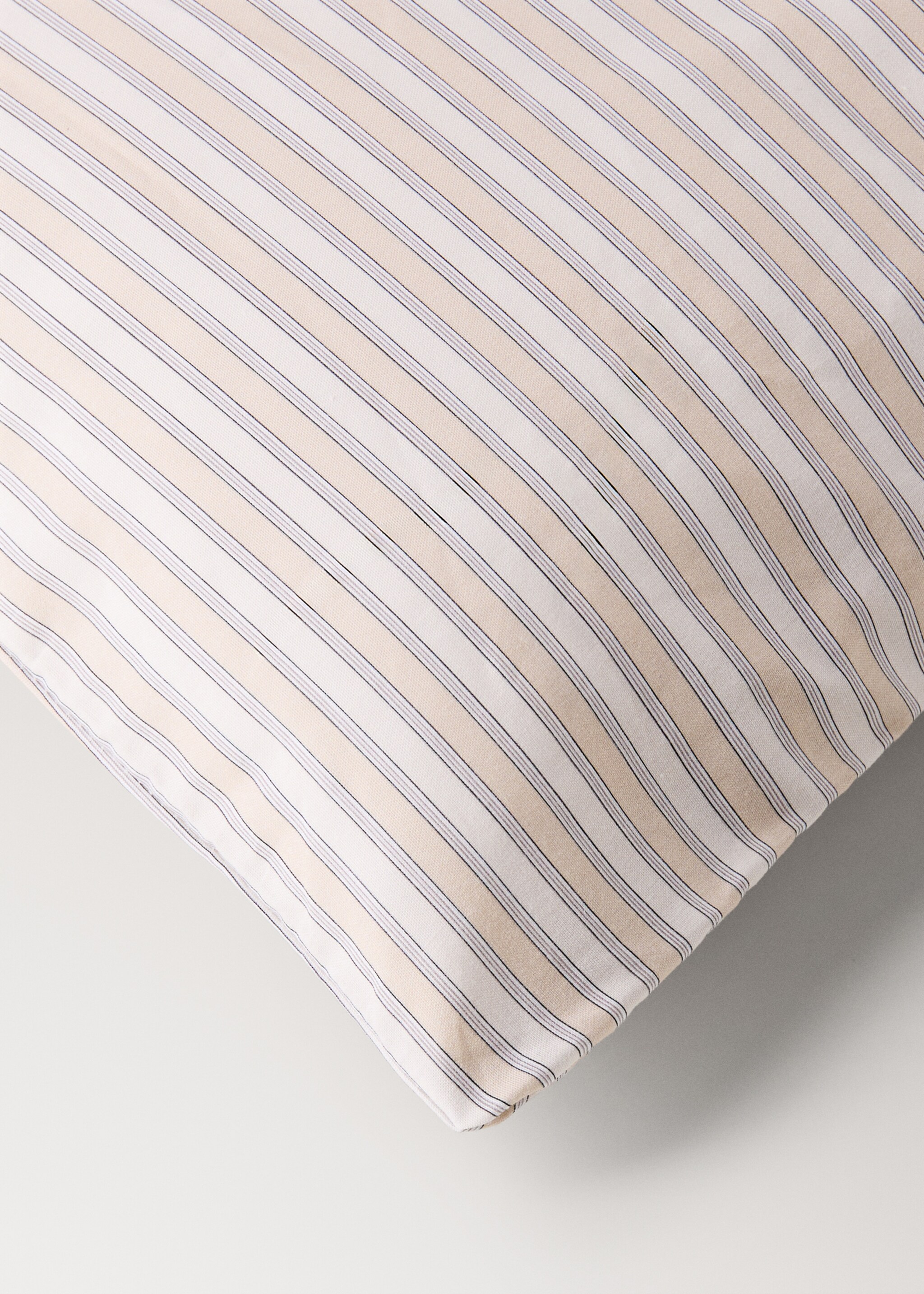 Children's duvet cover in cotton percale with a fine striped pattern Queen bed - Details of the article 3, Vanilla. Ref: 17001621-00.