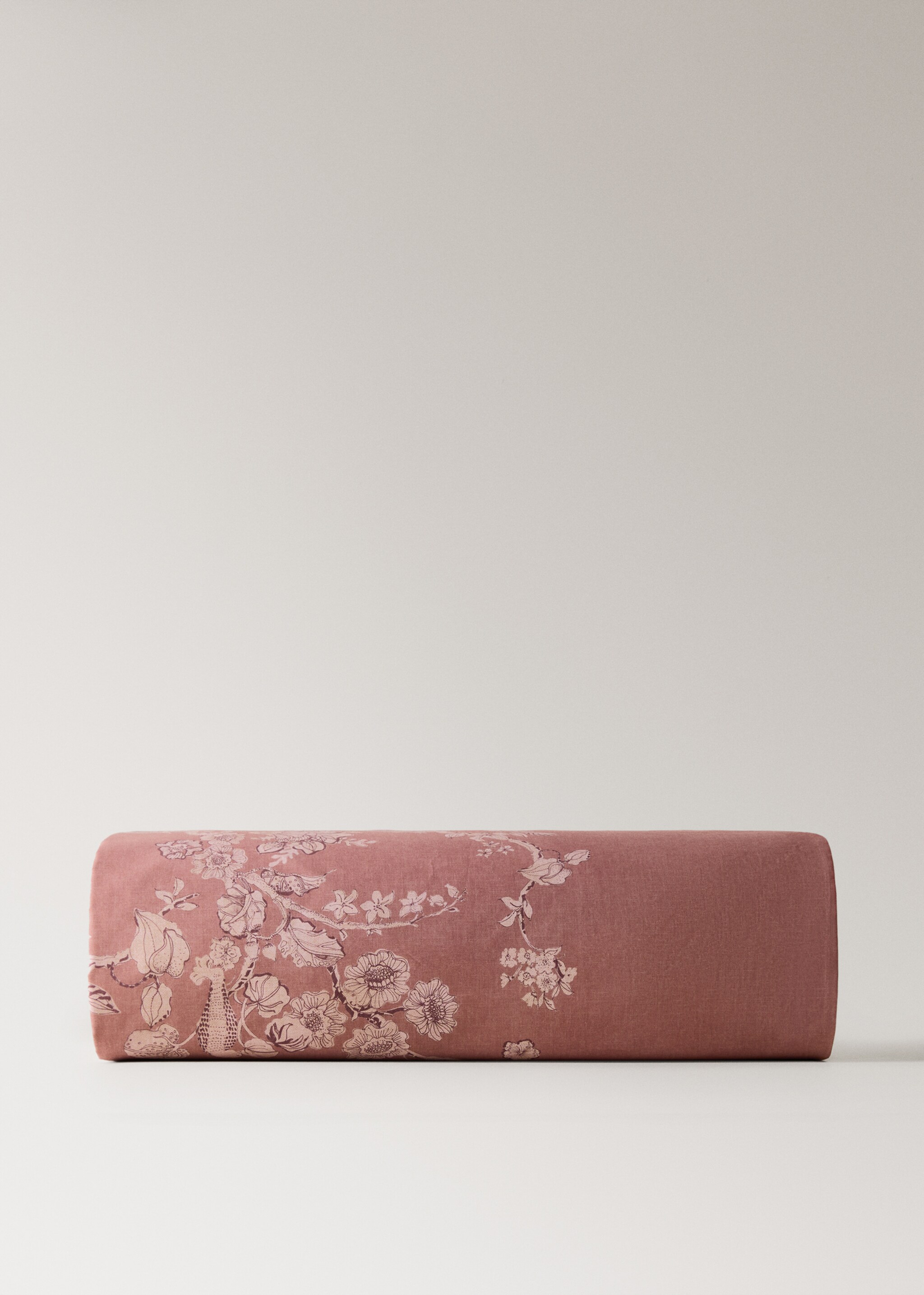Percale cotton floral-print duvet cover for 150 cm bed - Article without model, Medium Brown. Ref: 17001624-00.