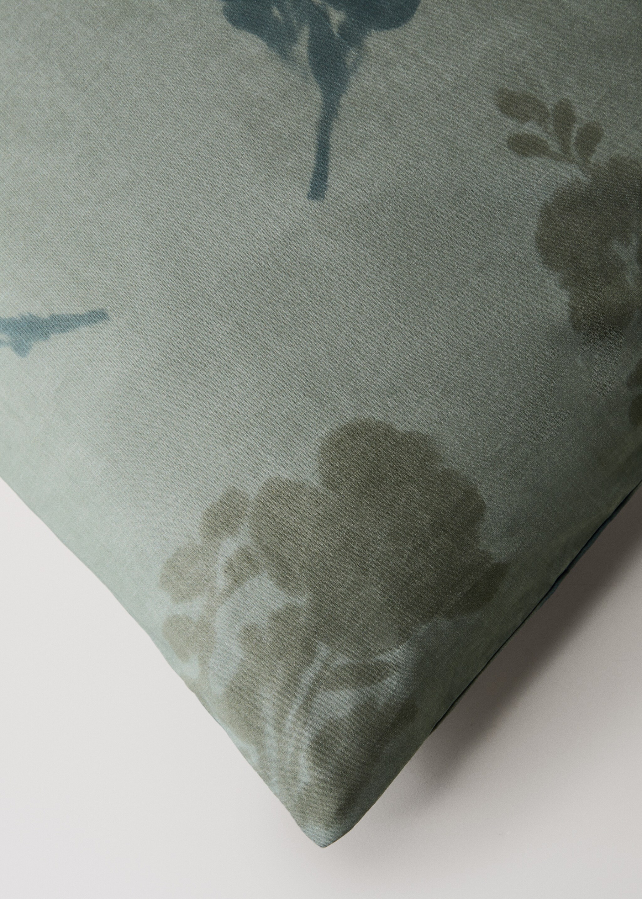 200-thread count percale cotton duvet cover with blurred floral print for 90 cm bed - Details of the article 3, Aqua Green. Ref: 17001626-00.