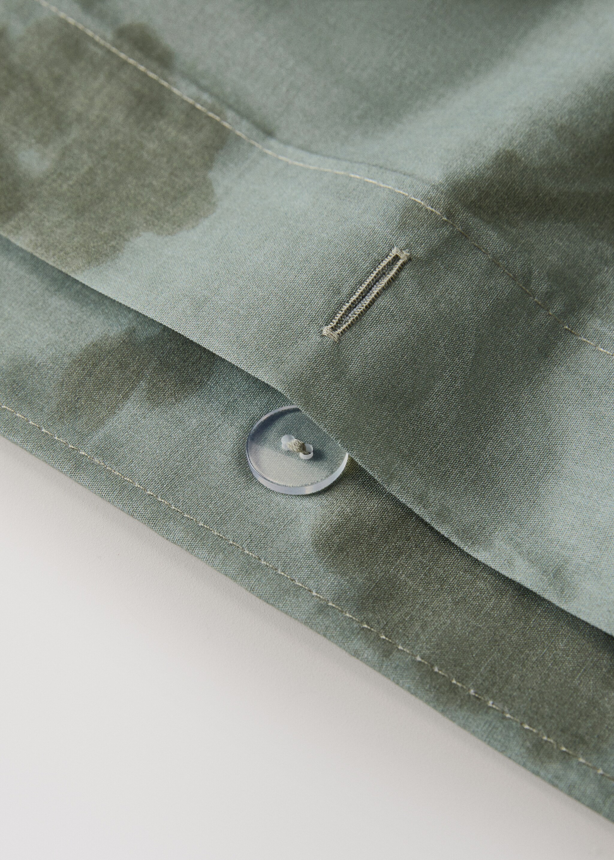 200-thread count percale cotton duvet cover with blurred floral print for 150/160 cm bed - Details of the article 1, Aqua Green. Ref: 17001628-00.