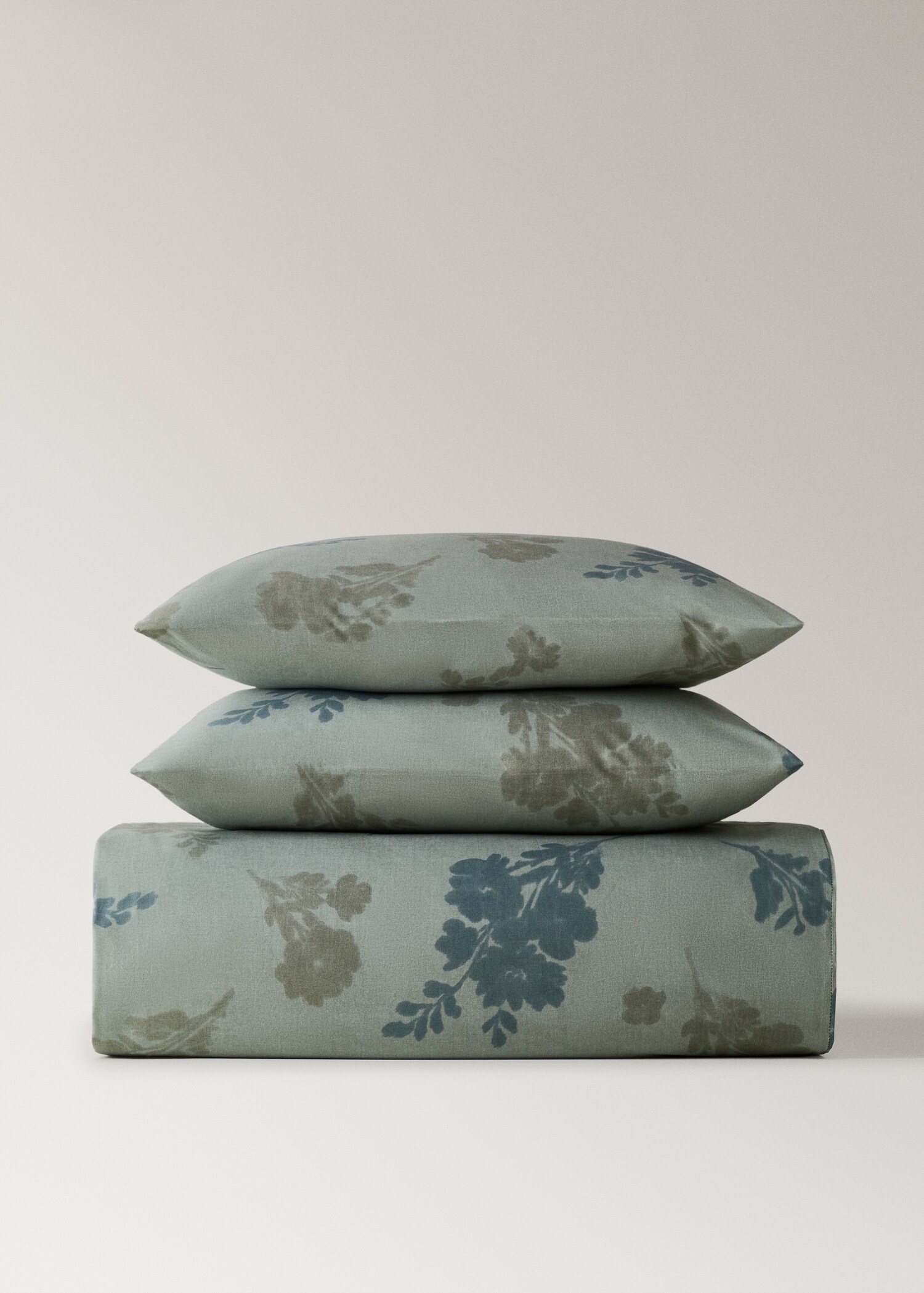 Percale cotton duvet cover 200 thread count faded flower design for bed 180/200 cm - Article without model