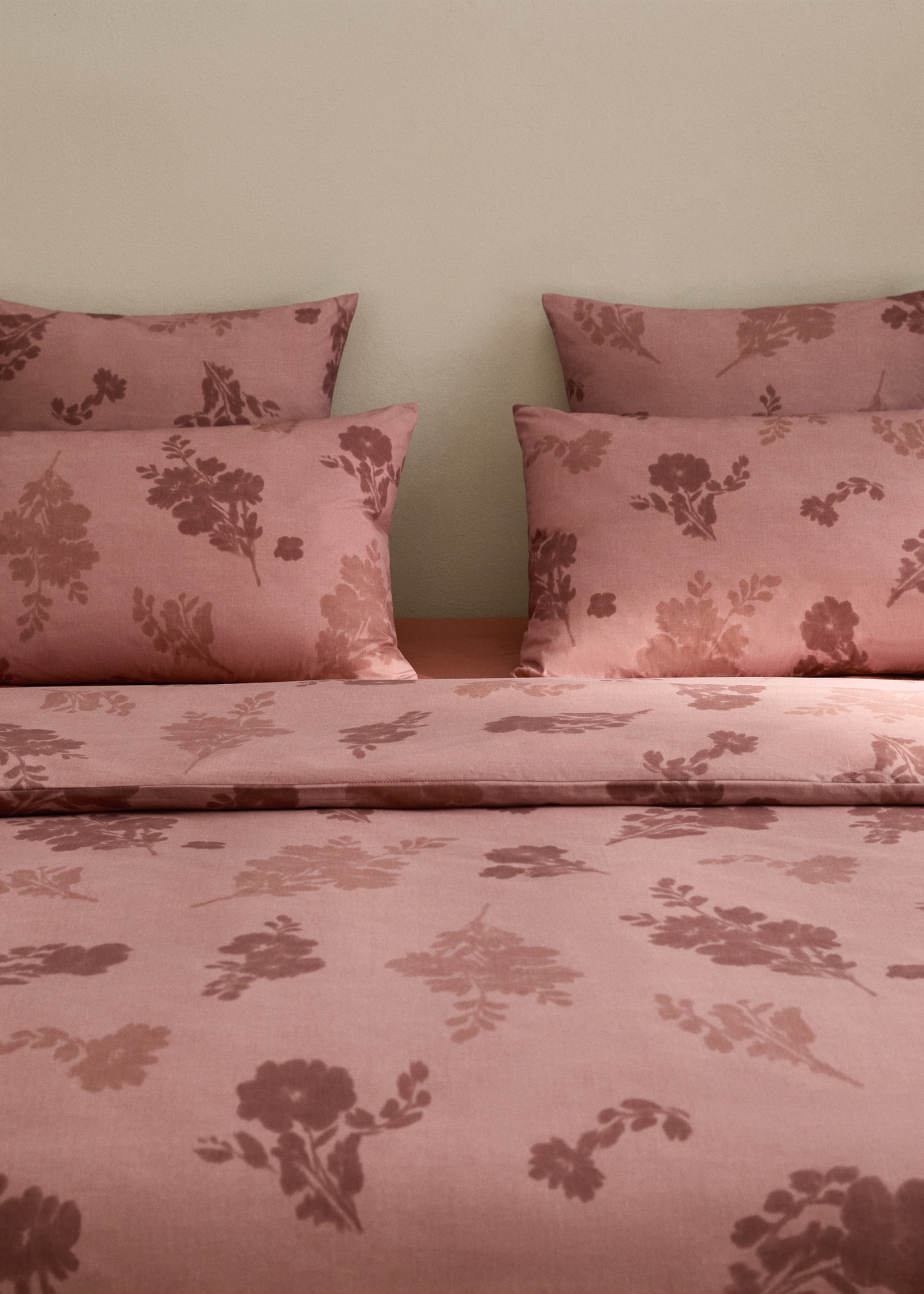 Housse de couette percale de coton 200 fils fleur estompée lit 180/200 cm - Détail de l'article 7, Rose géranium. Ref: 17001629-00.