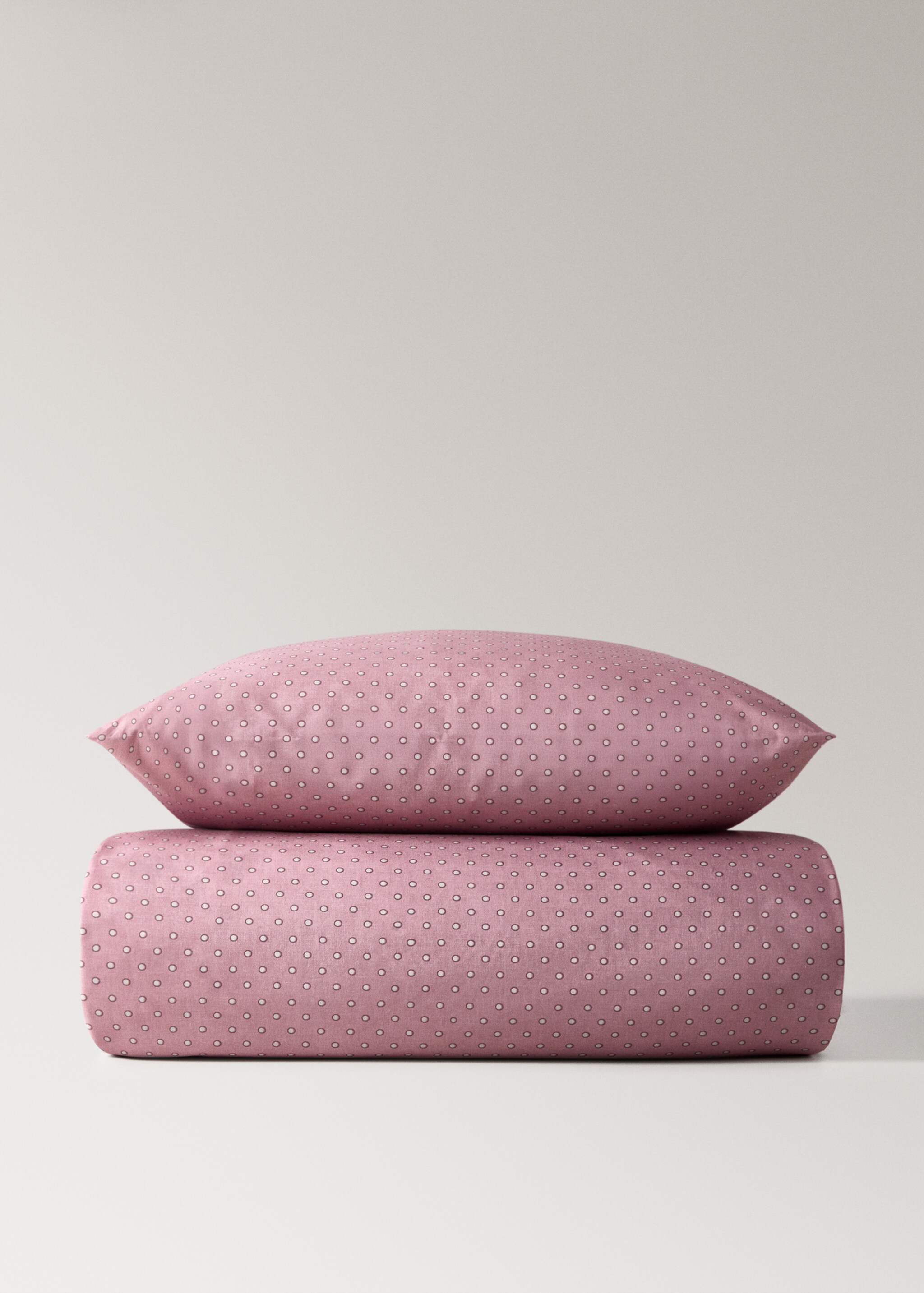 Reversible cotton duvet cover with polka dots Single bed - Article without model, Pink. Ref: 17001631-00.