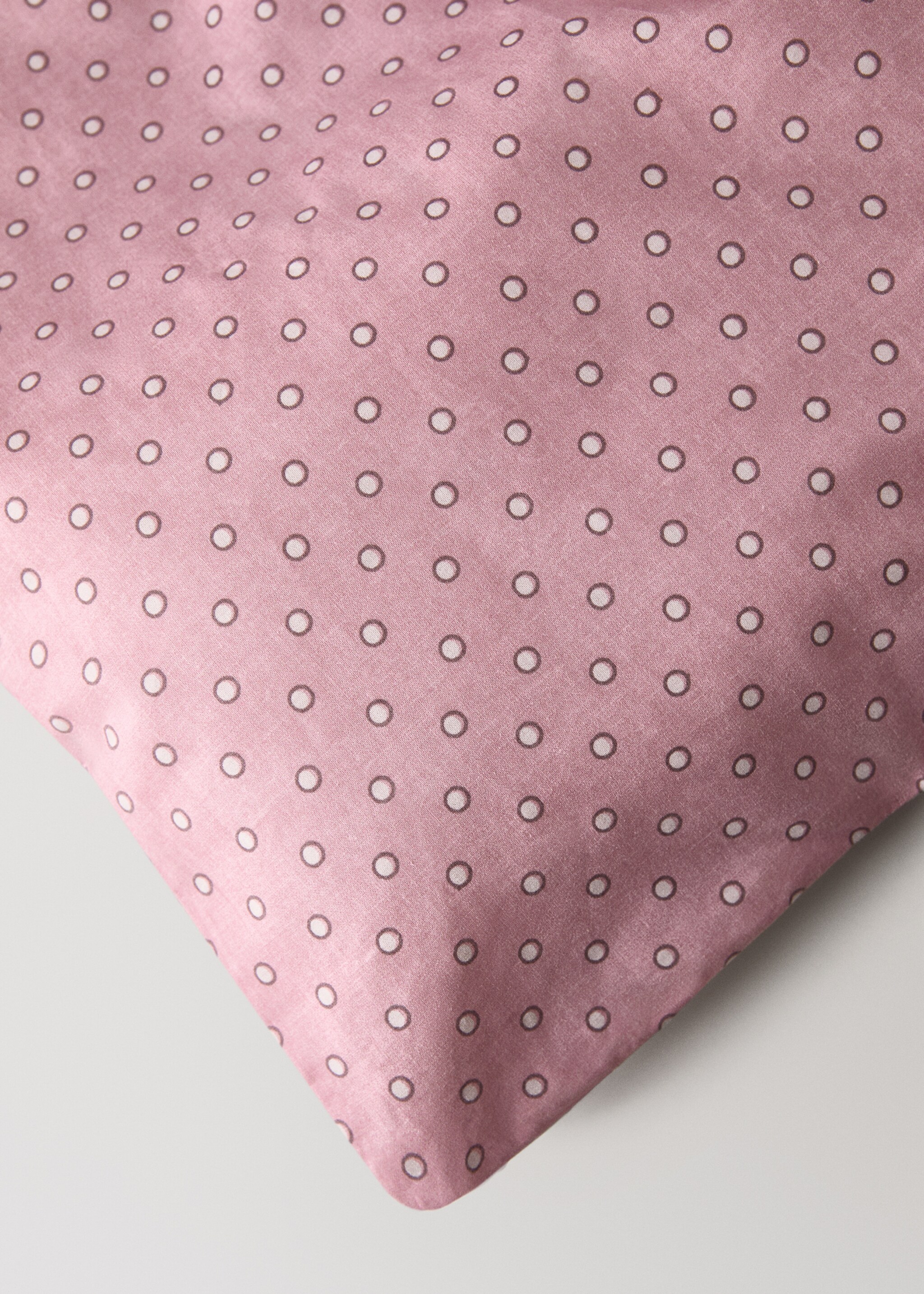 Reversible cotton duvet cover with polka dots Single bed - Details of the article 3, Pink. Ref: 17001631-00.