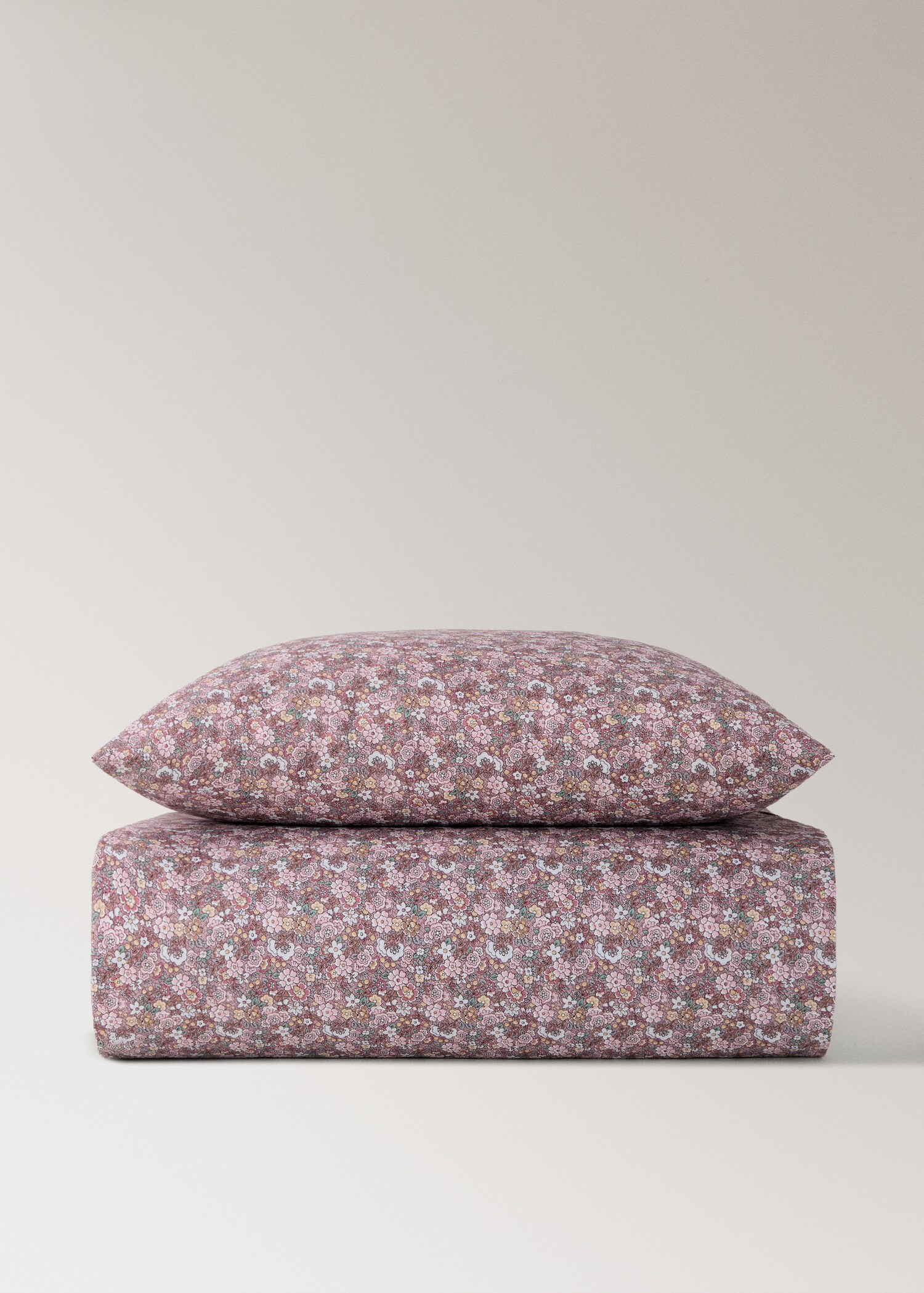 Children's percale cotton duvet cover with small floral print for 90 cm bed - Article without model