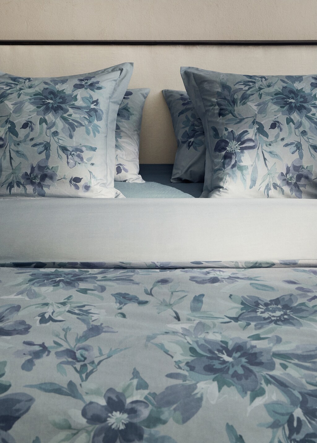 Percale cotton watercolour floral-print duvet cover for cm bed