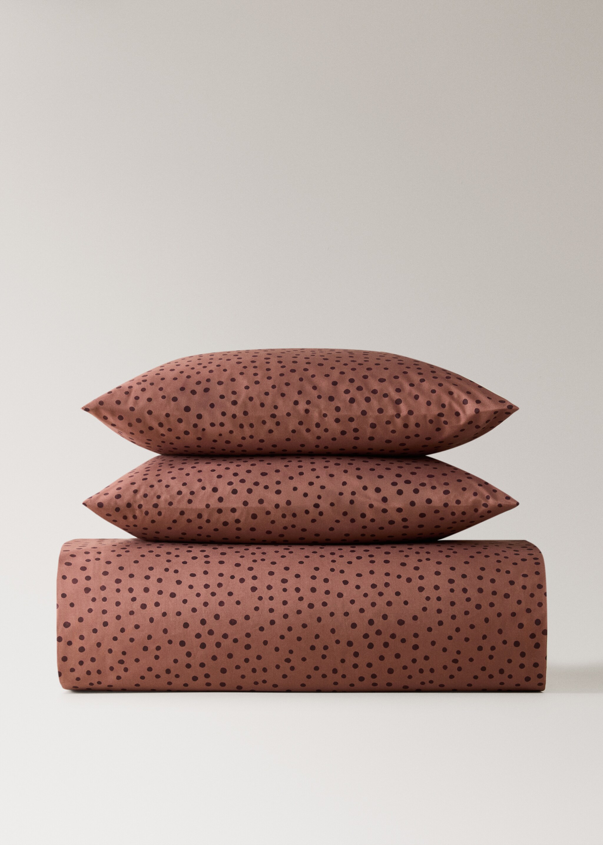 Percale cotton duvet cover 200 thread count polka dot print for bed 180/200 cm - Details of the article 4, Burnt Orange. Ref: 17001640-00.