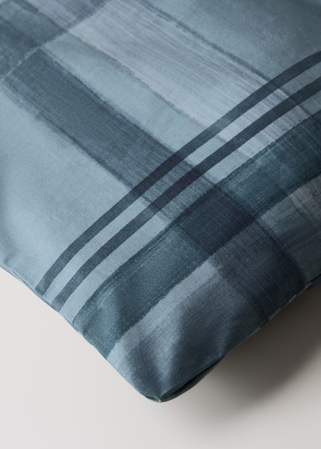 Percale cotton watercolour check-print duvet cover for 135/140 cm bed