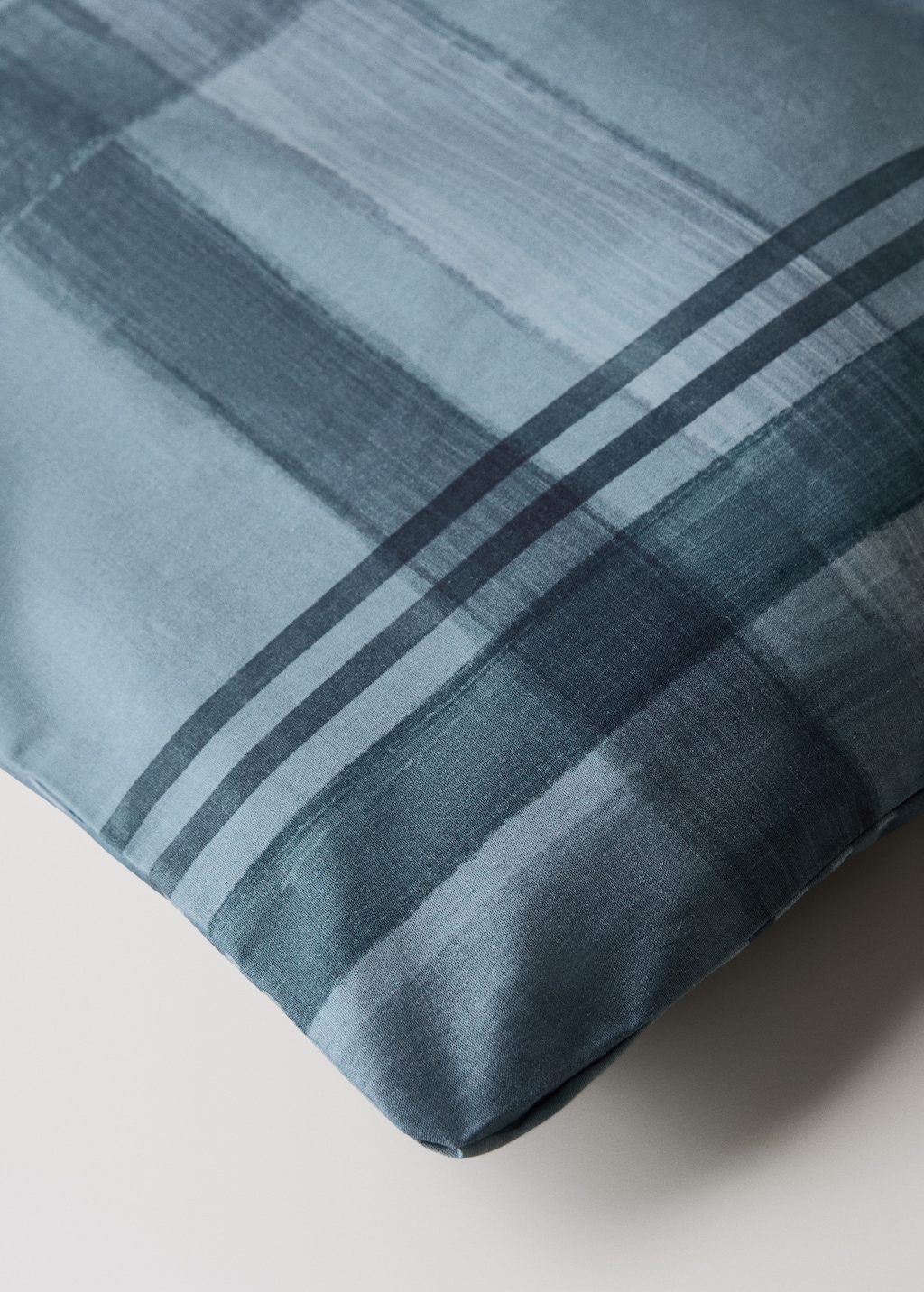 Percale cotton watercolour check-print duvet cover for 150/160 cm bed