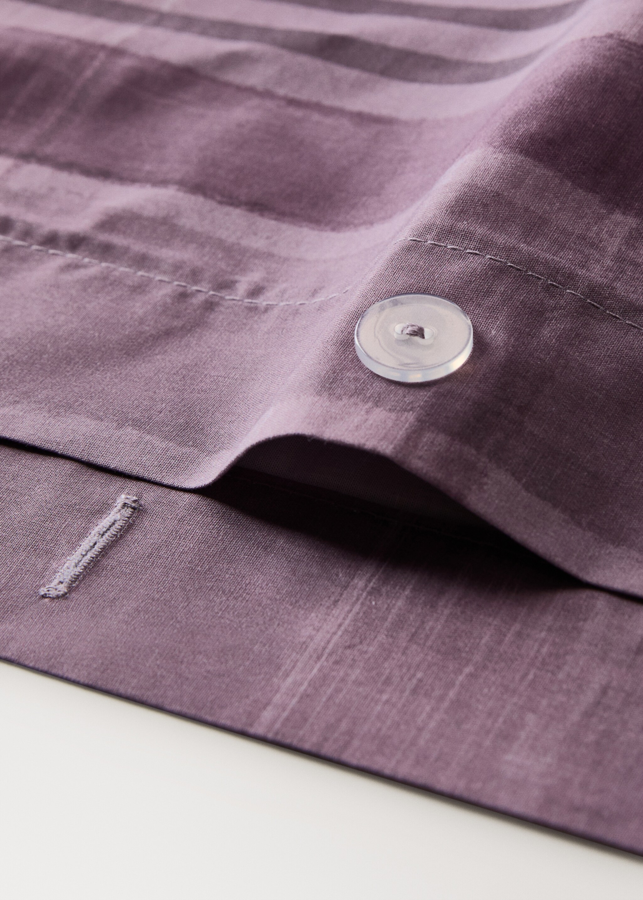 Percale cotton watercolour check-print duvet cover for 180/200 cm bed - Details of the article 1, Plum. Ref: 17001645-00.