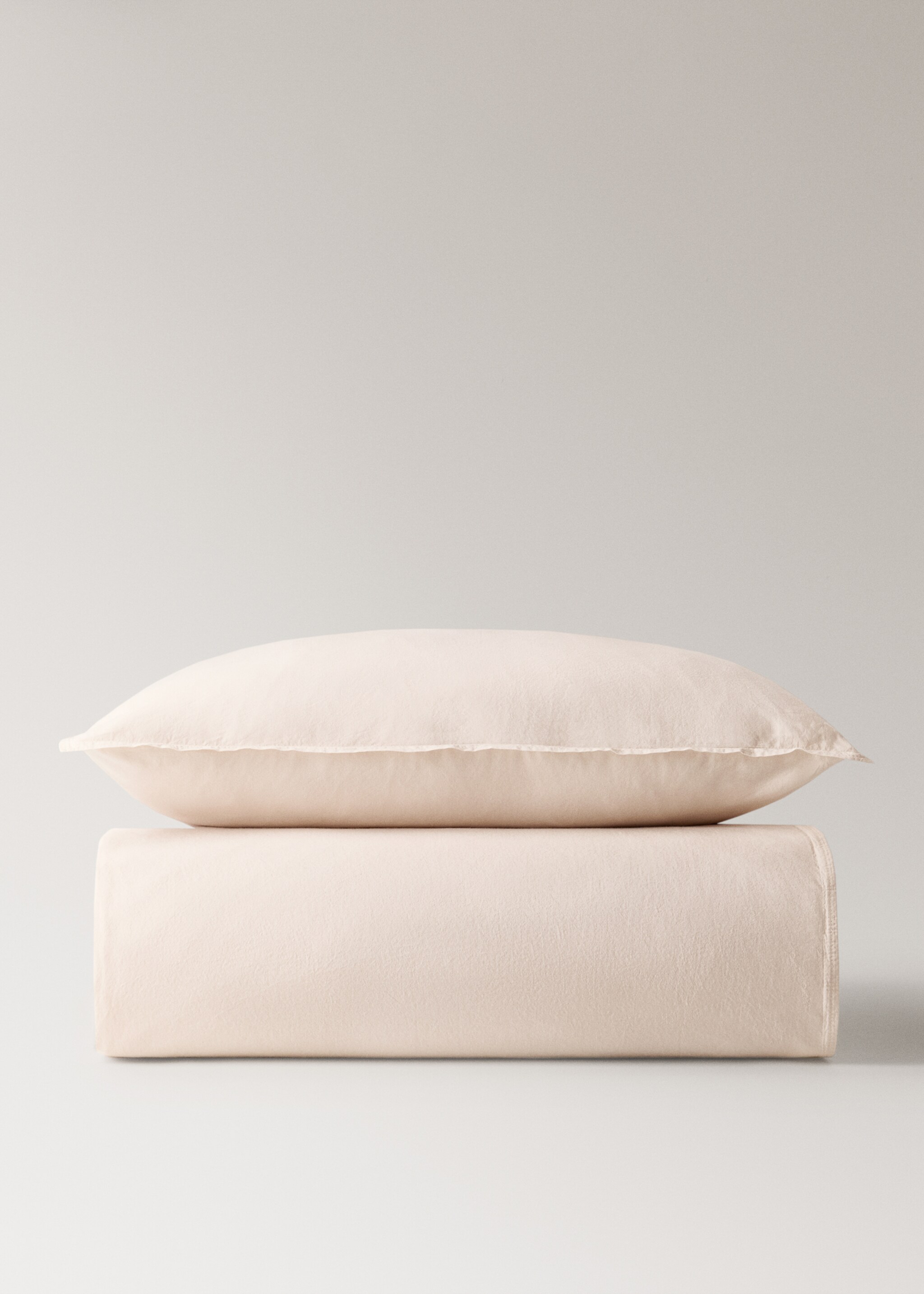 Dubbel doorgestikt dekbedovertrek van gewassen katoen voor kinderbed 90 cm - Artikel zonder model, Ecru. Ref: 17001650-00.