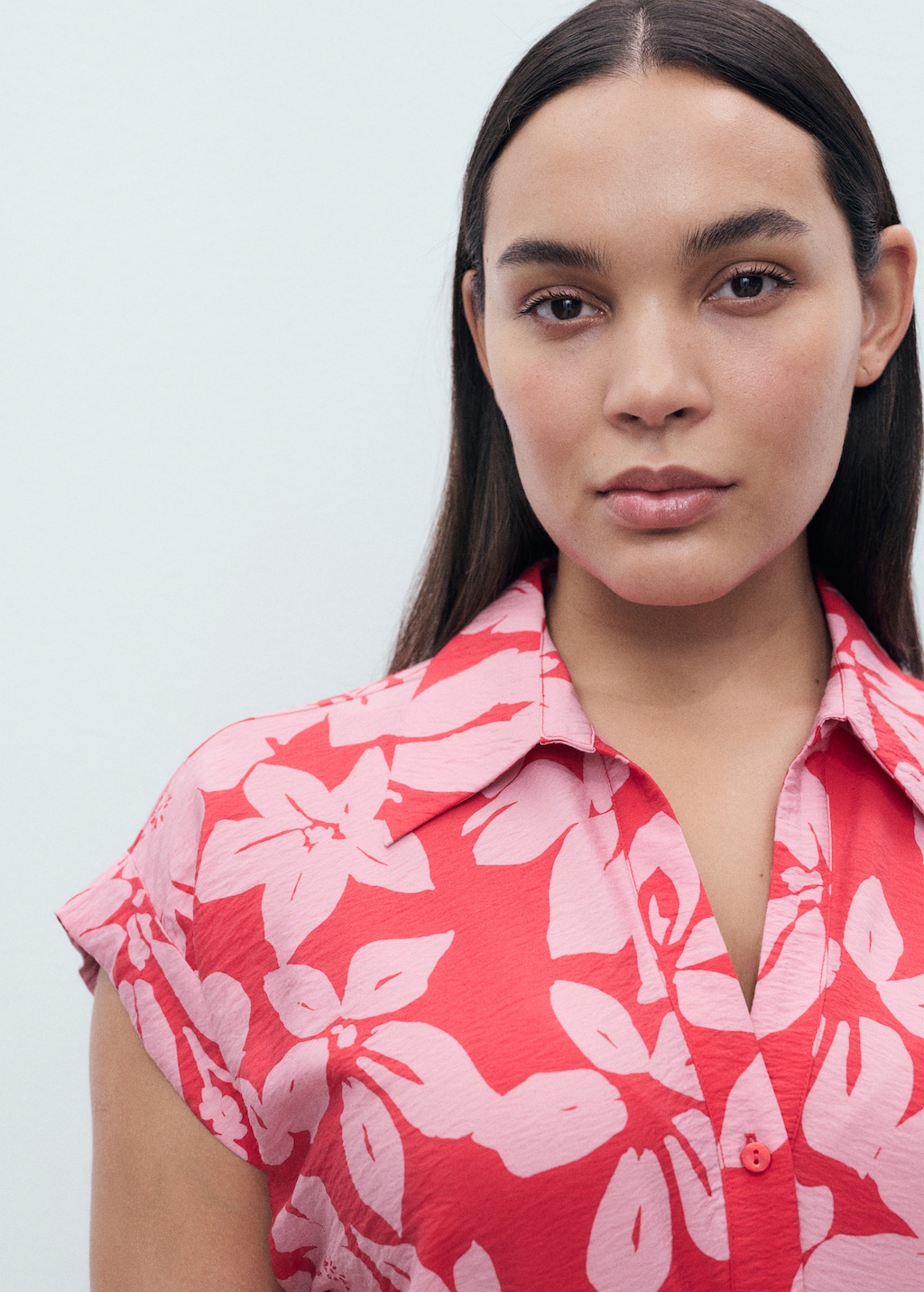 Floral-print shirt-style dress