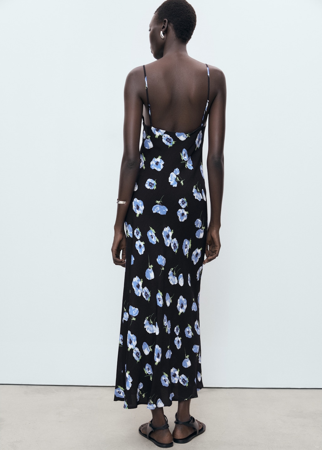 Midi-dress with draped neckline