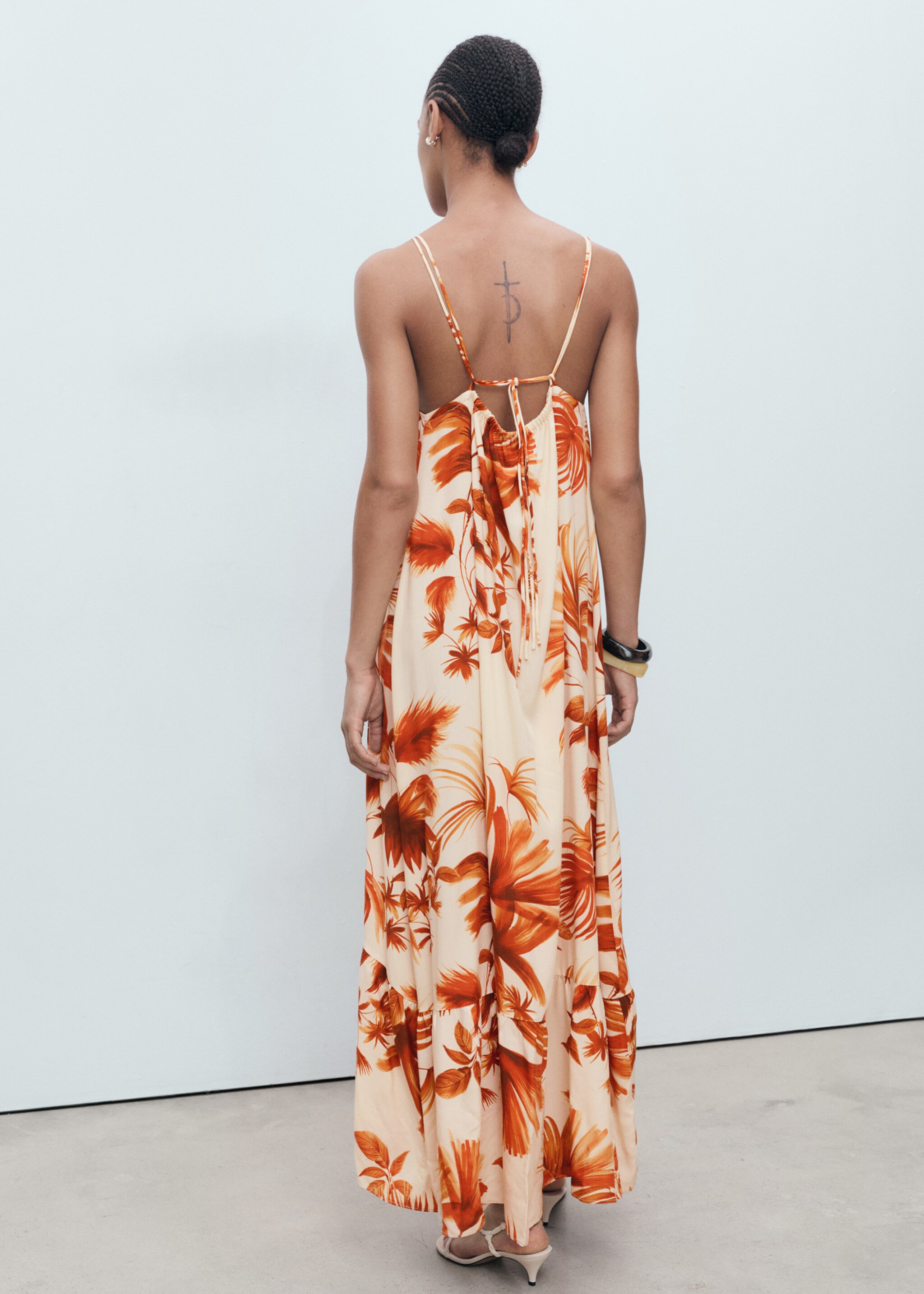 Palm tree print halter dress - Reverse of the article