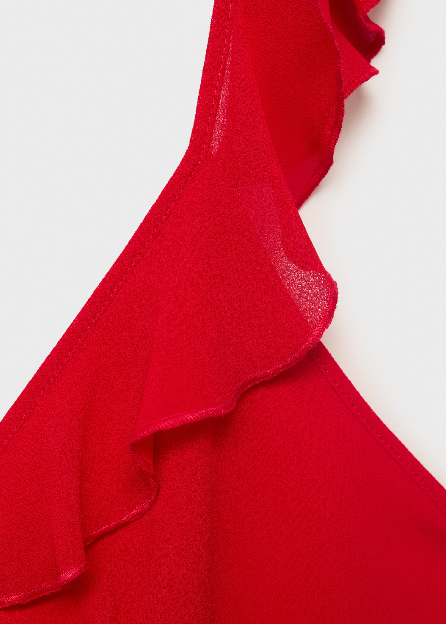 Robe midi à encolure à volants - Détail de l'article 0
