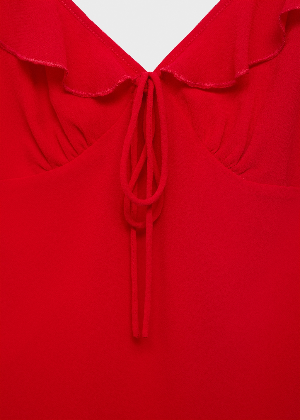 Midi-dress with ruffle neckline