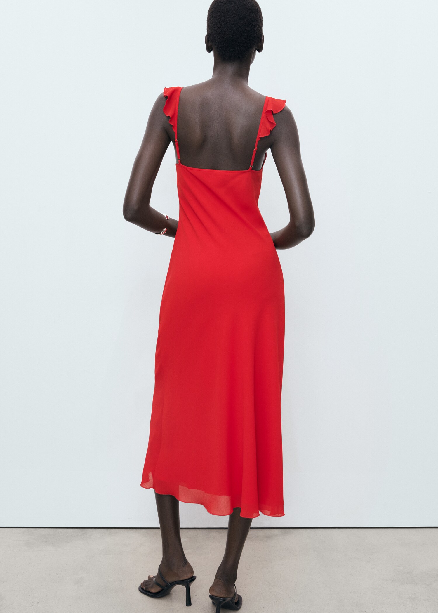 Robe midi à encolure à volants - Verso de l’article