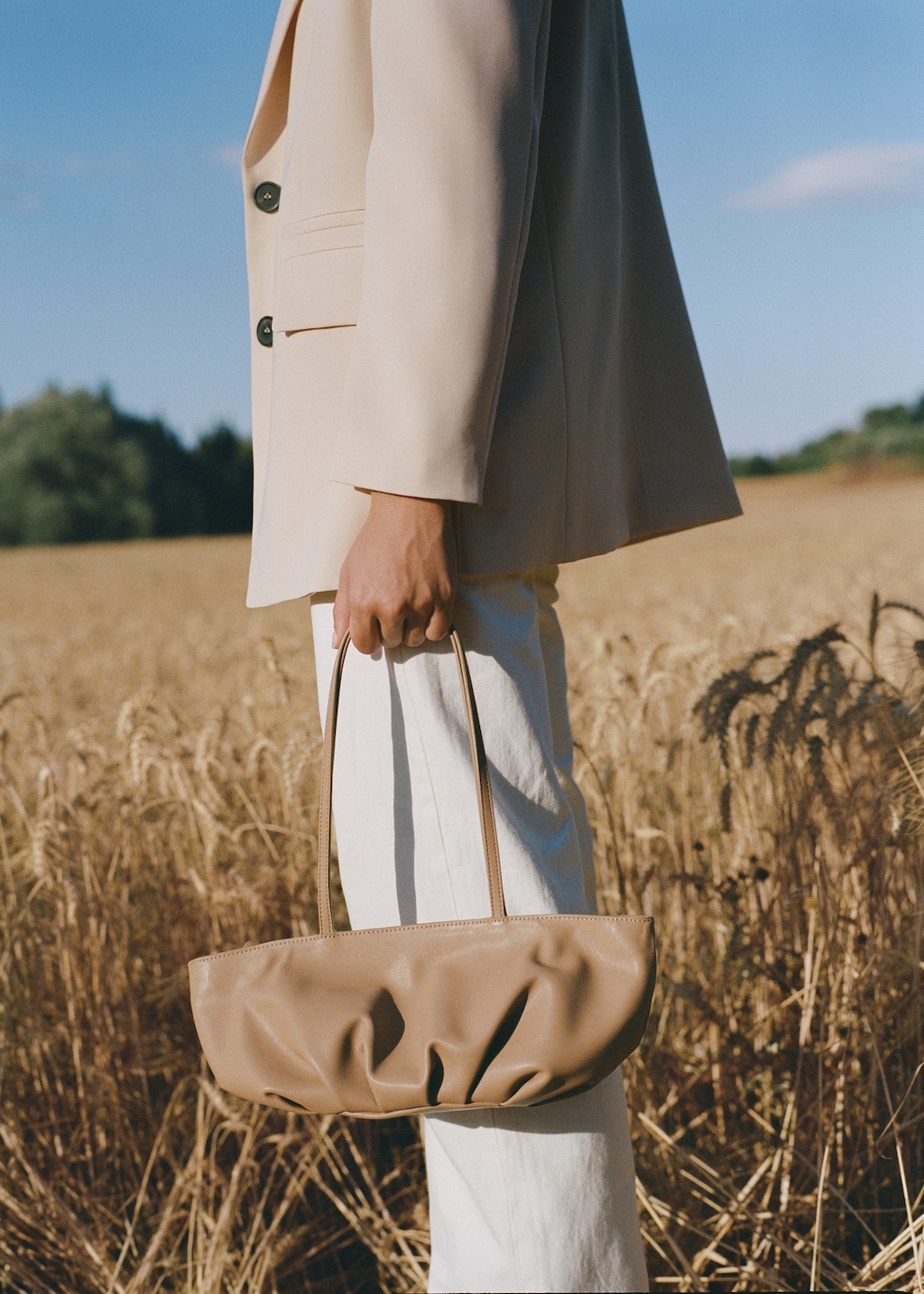 Ruched baguette bag sale