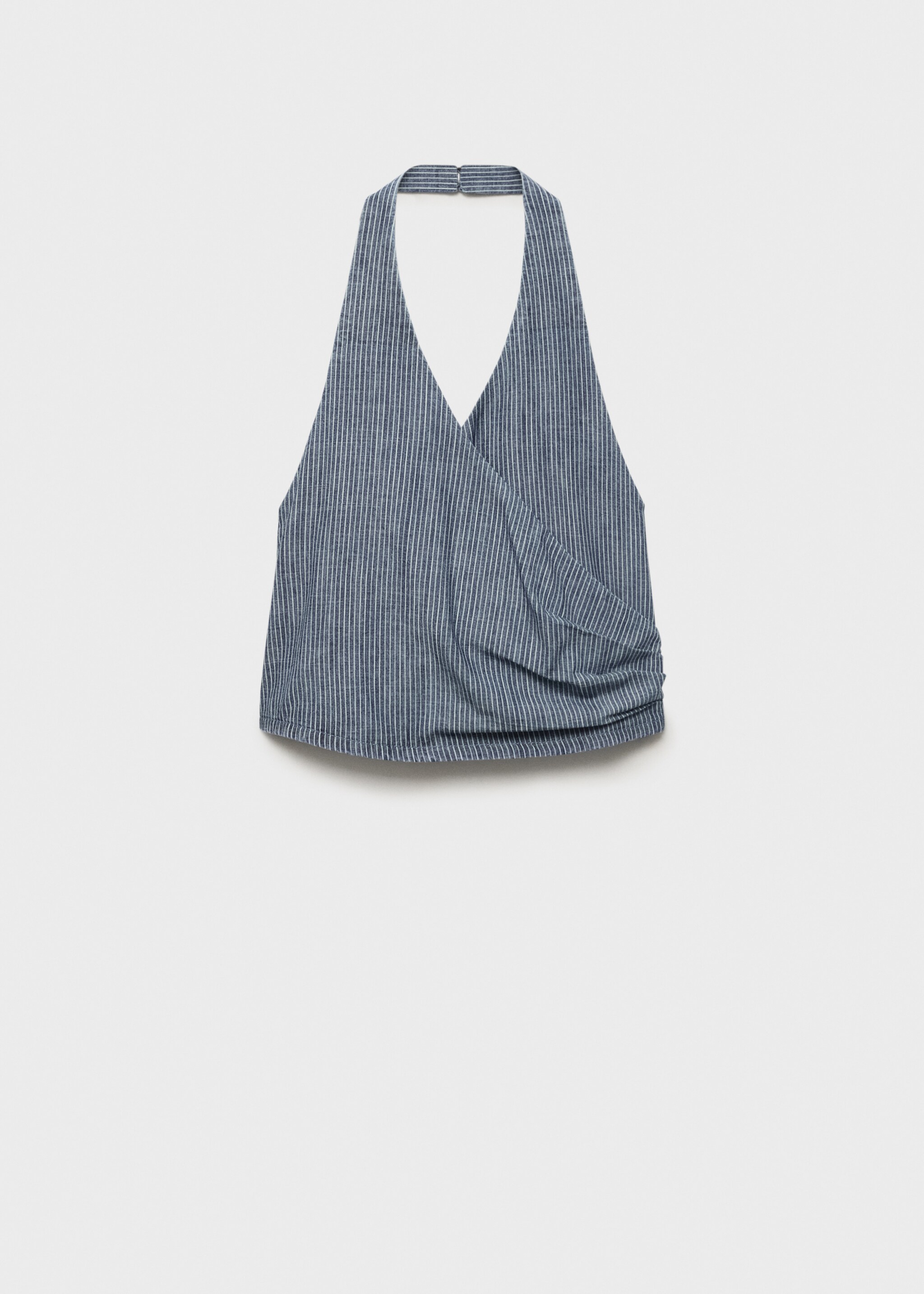 Striped crossover denim top - Article without model