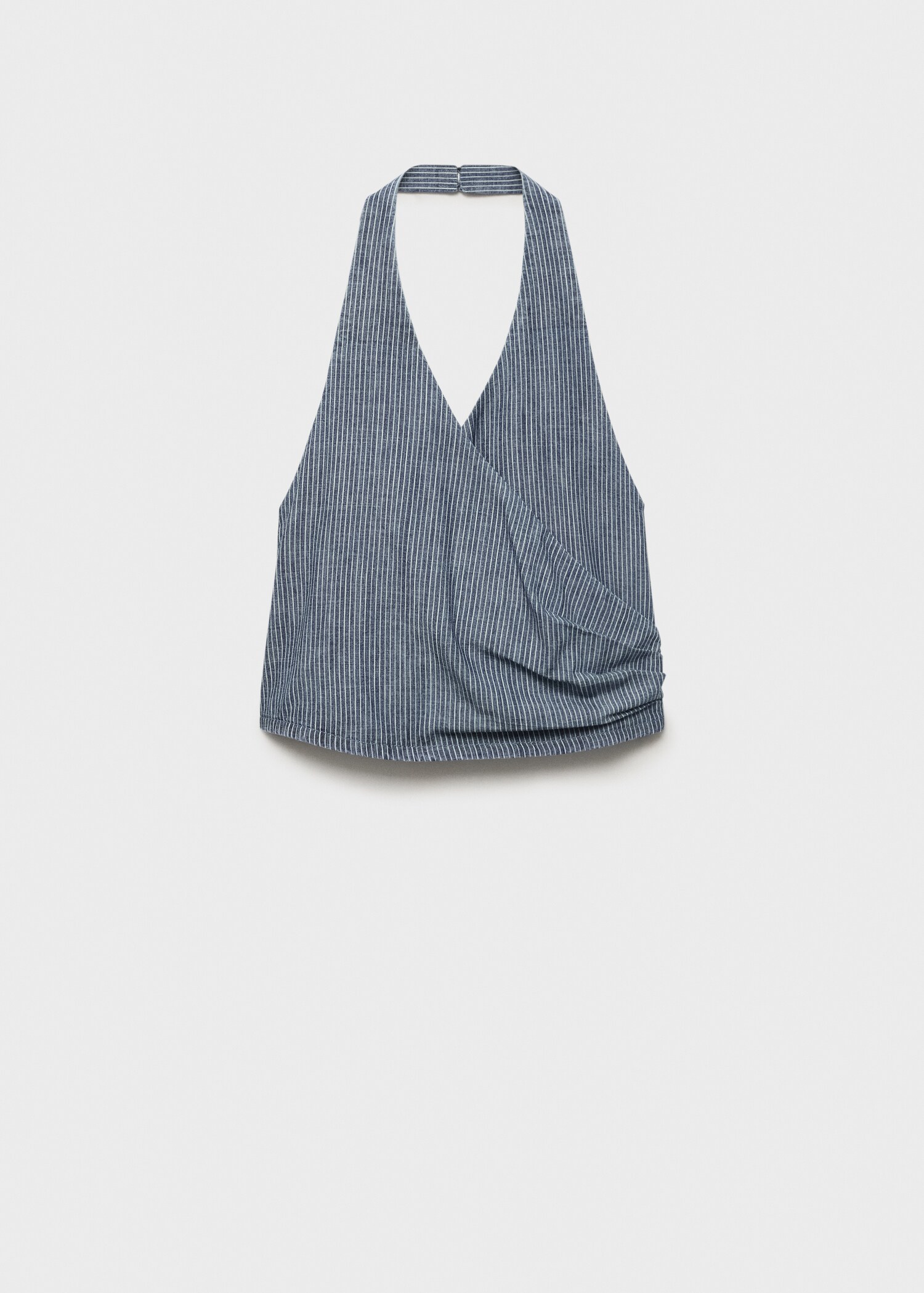 Striped crossover denim top - Article without model
