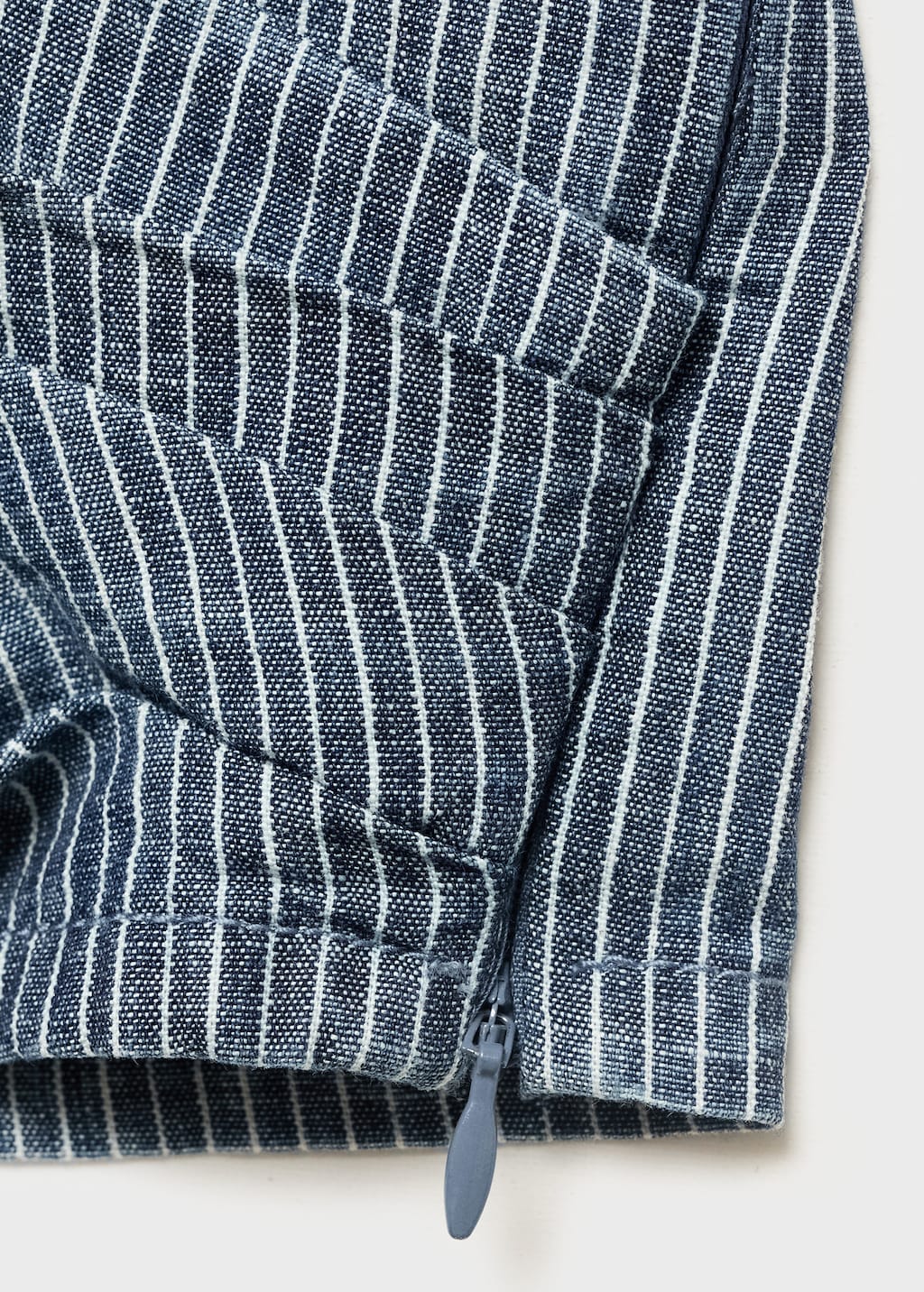 Striped crossover denim top