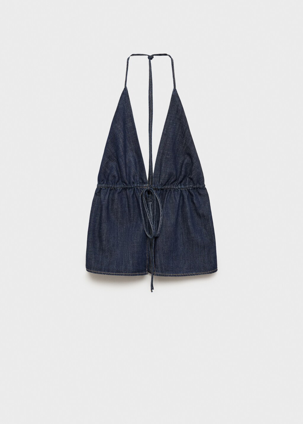 Mango V-neck denim top with bow thumbnail