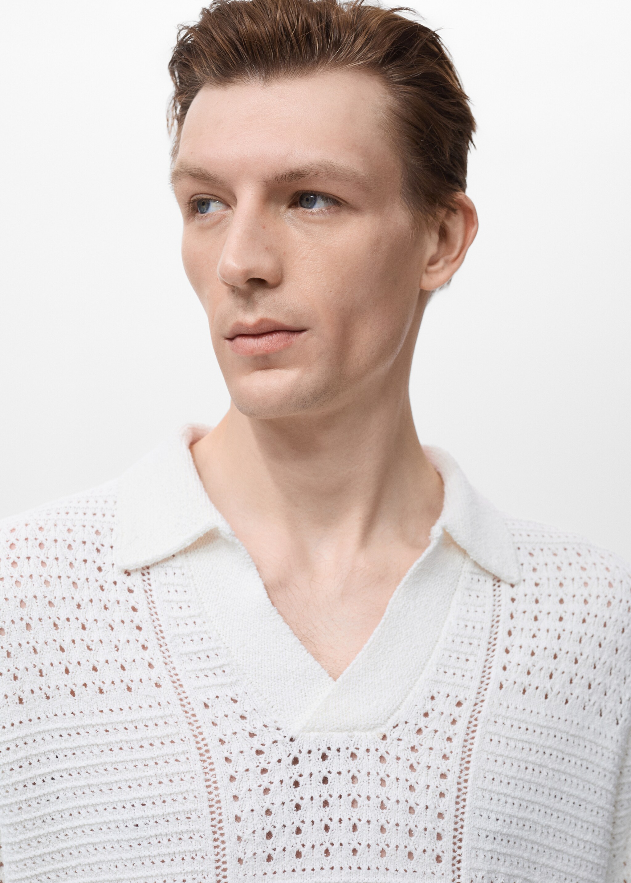 Baumwoll-Poloshirt mit Lochmuster - Detail des Artikels 1