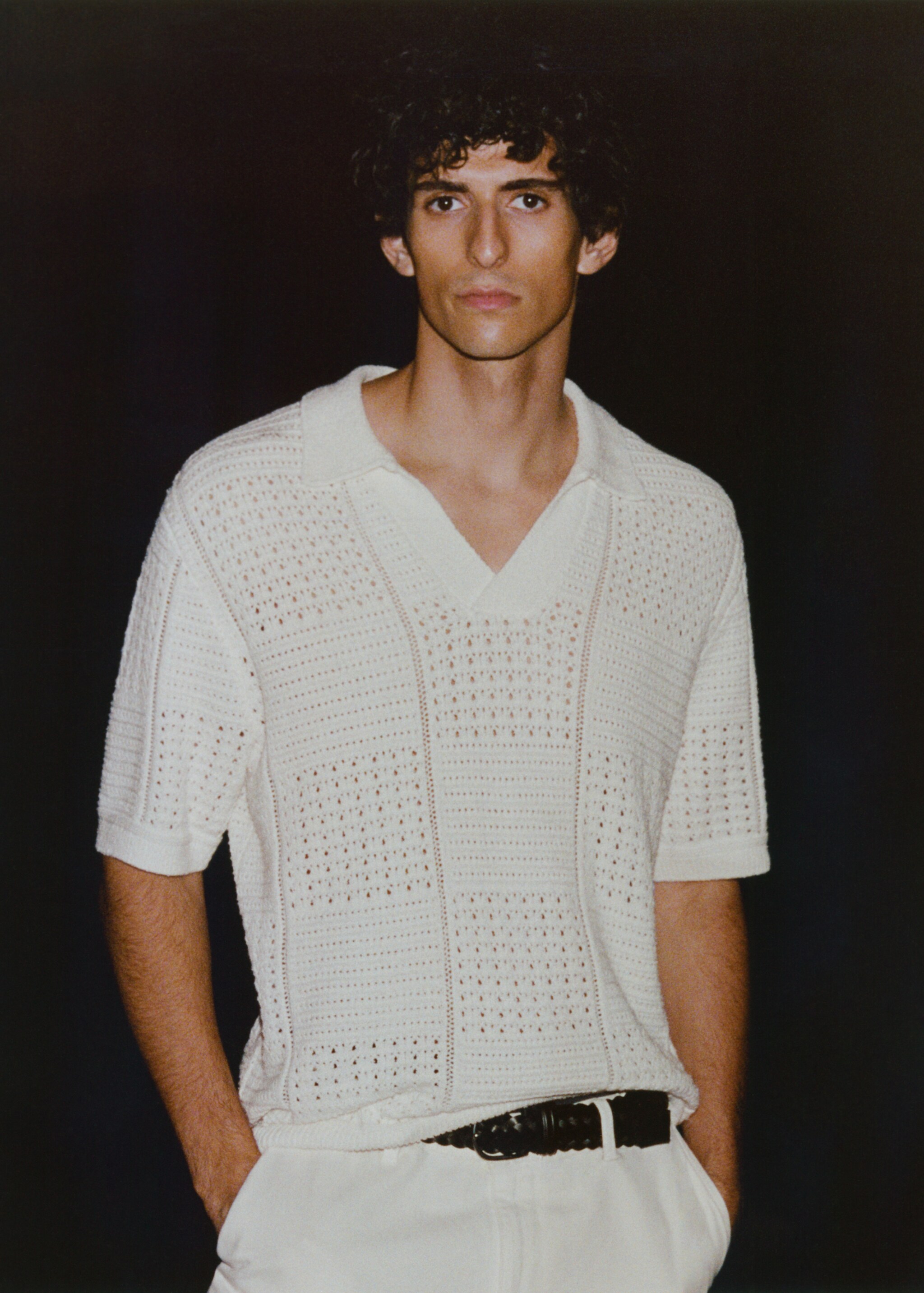 Baumwoll-Poloshirt mit Lochmuster - Detail des Artikels 3