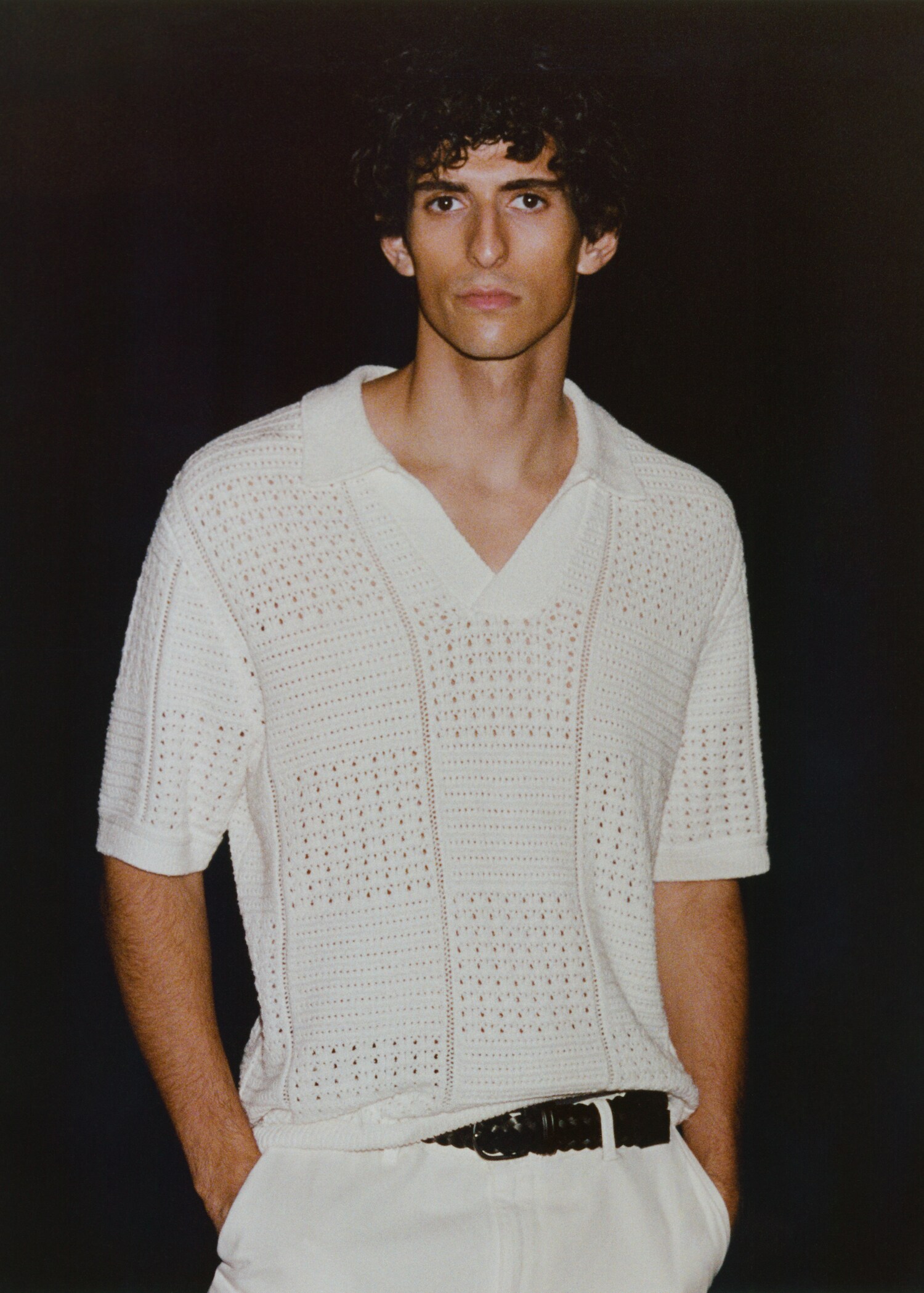 Baumwoll-Poloshirt mit Lochmuster - Detail des Artikels 3