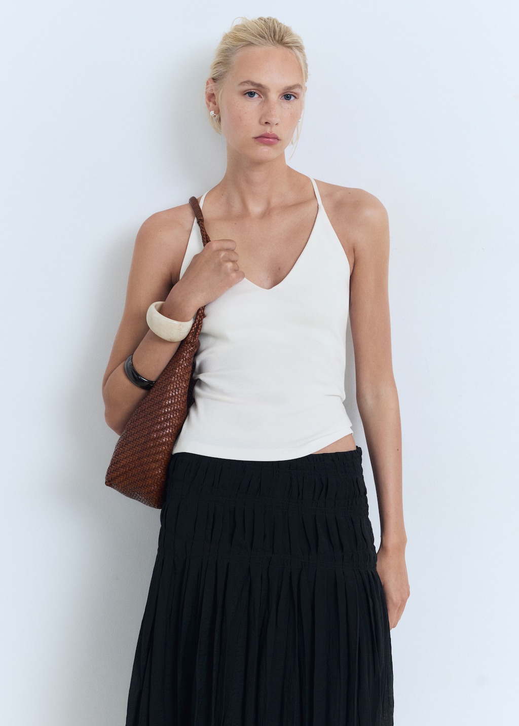 Mango Open-back cotton top