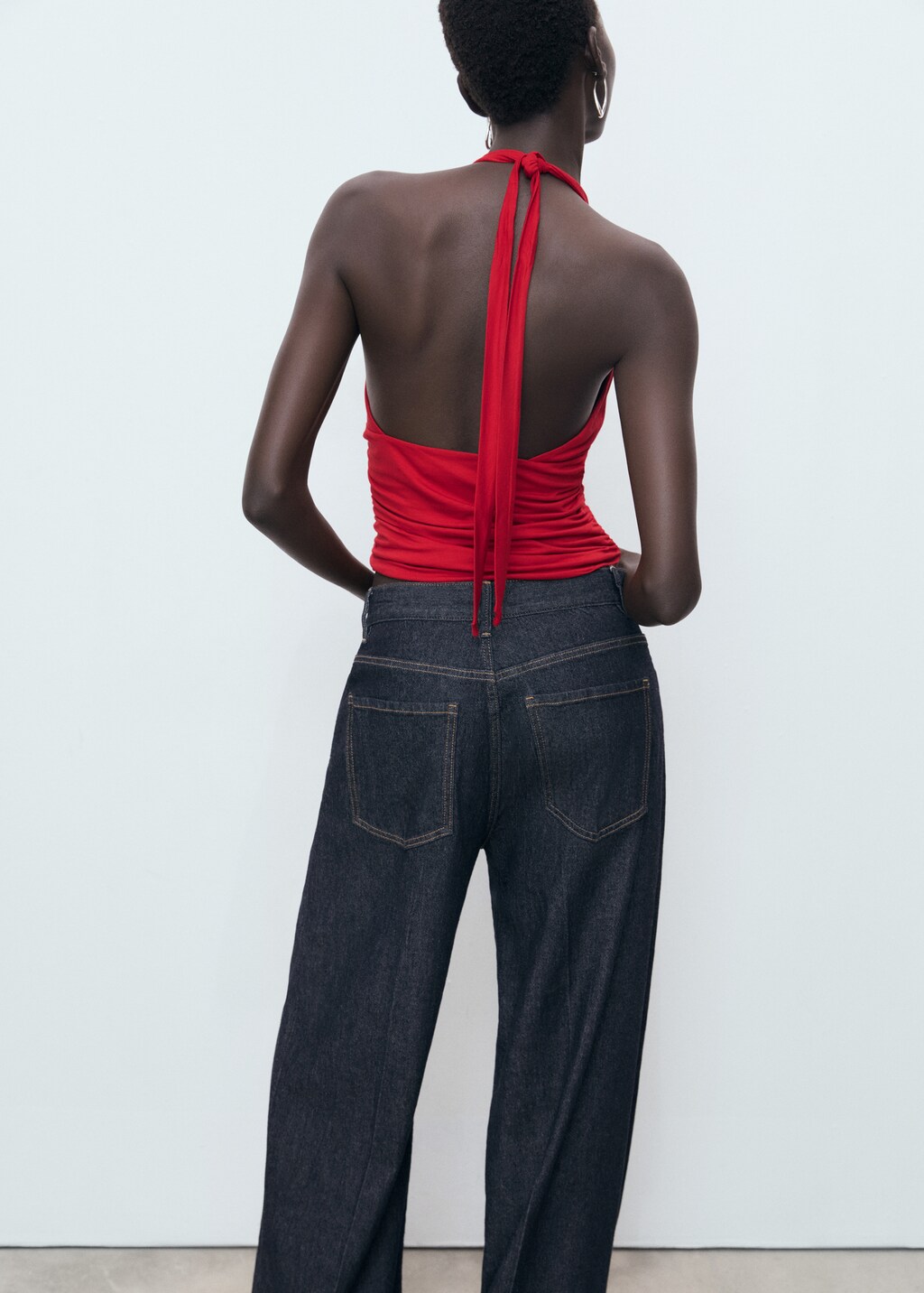 Mango V-neck top with open back