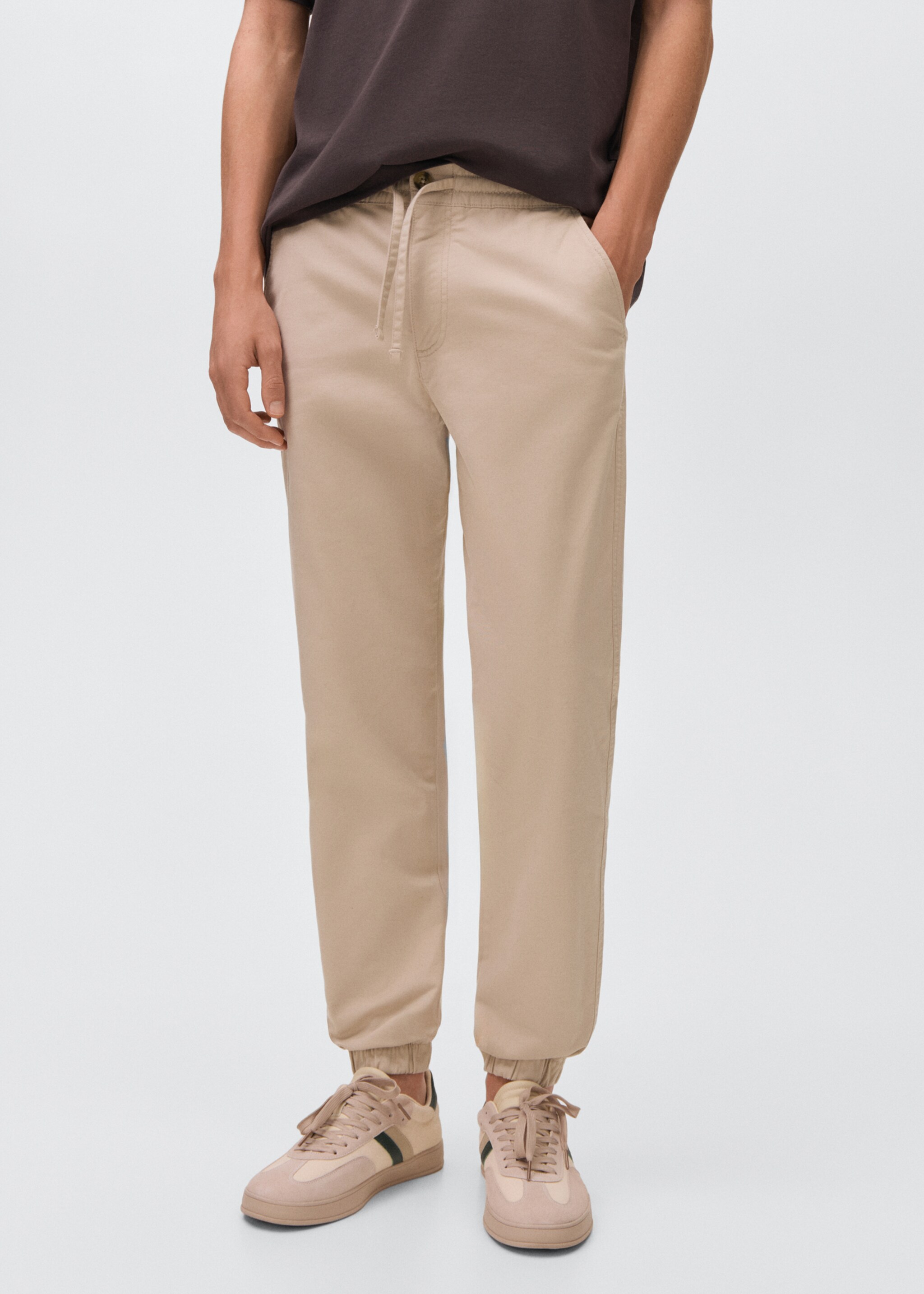 Cotton drawstring joggers - Medium plane