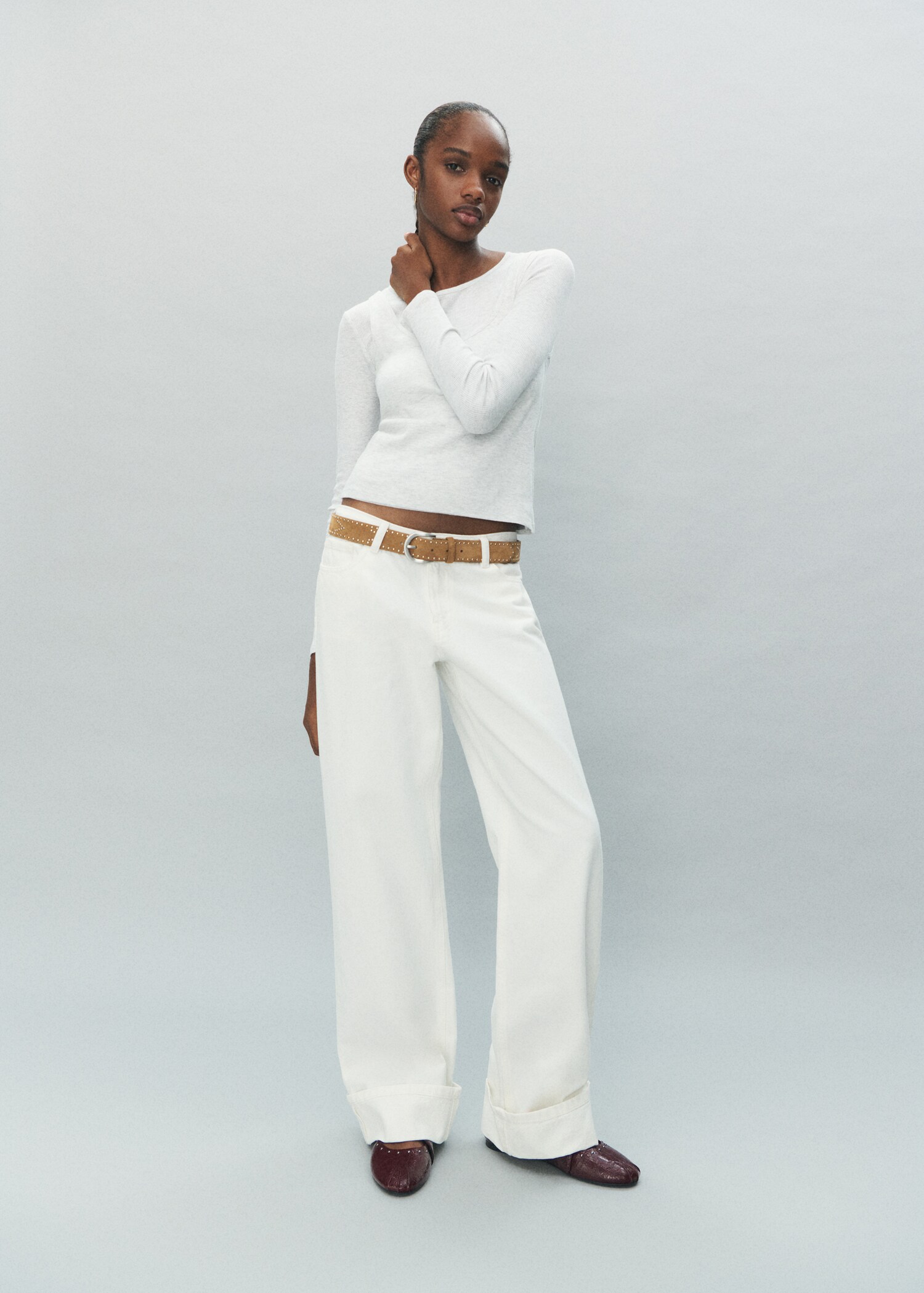Wideleg jeans with turned-up hem - Details of the article 5