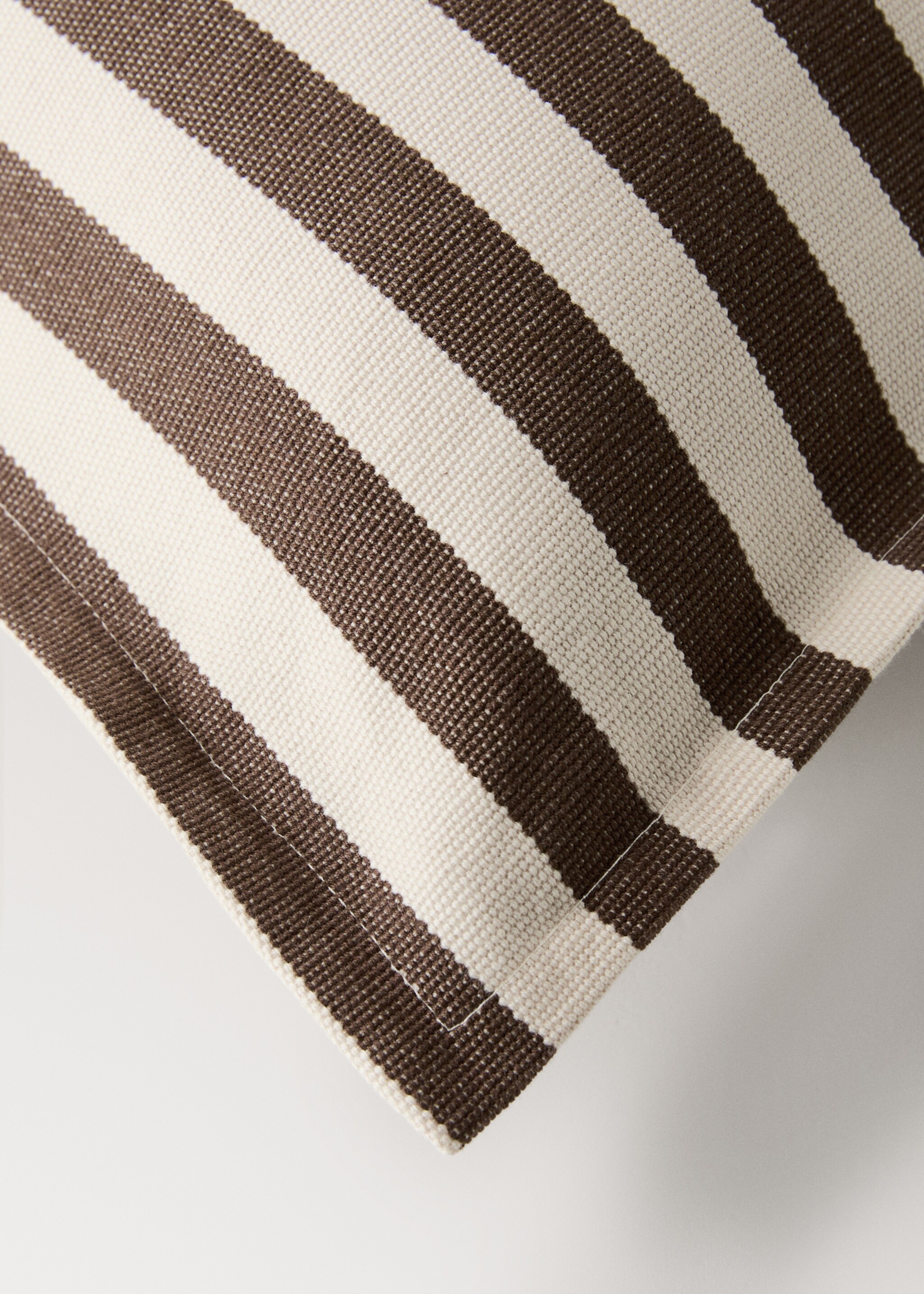 Cotton two-tone cushion cover with woven stripes 50x50 cm - Details of the article 2, Chocolate. Ref: 17003319-00.