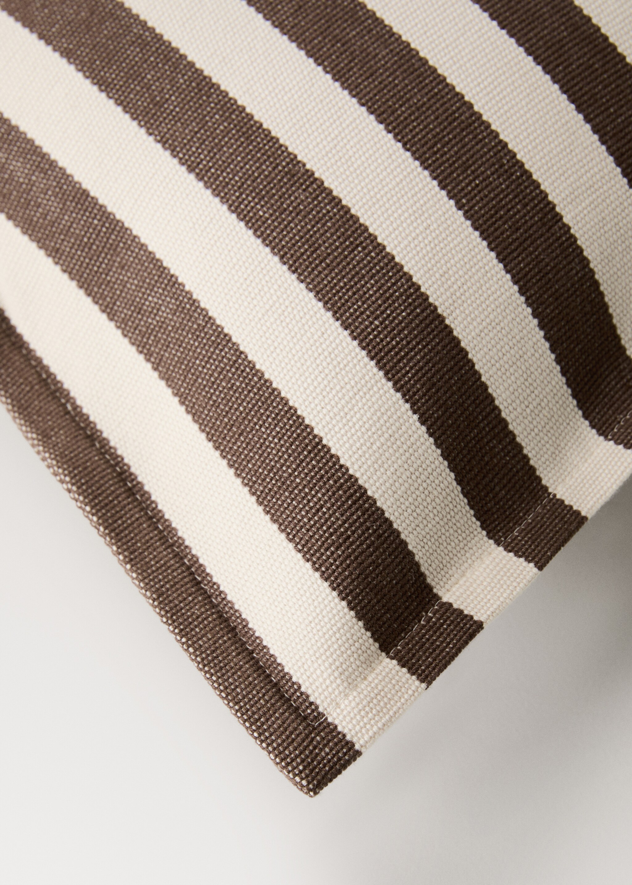 Cotton two-tone cushion cover with woven stripes 30x50 cm - Details of the article 2, Chocolate. Ref: 17003320-00.