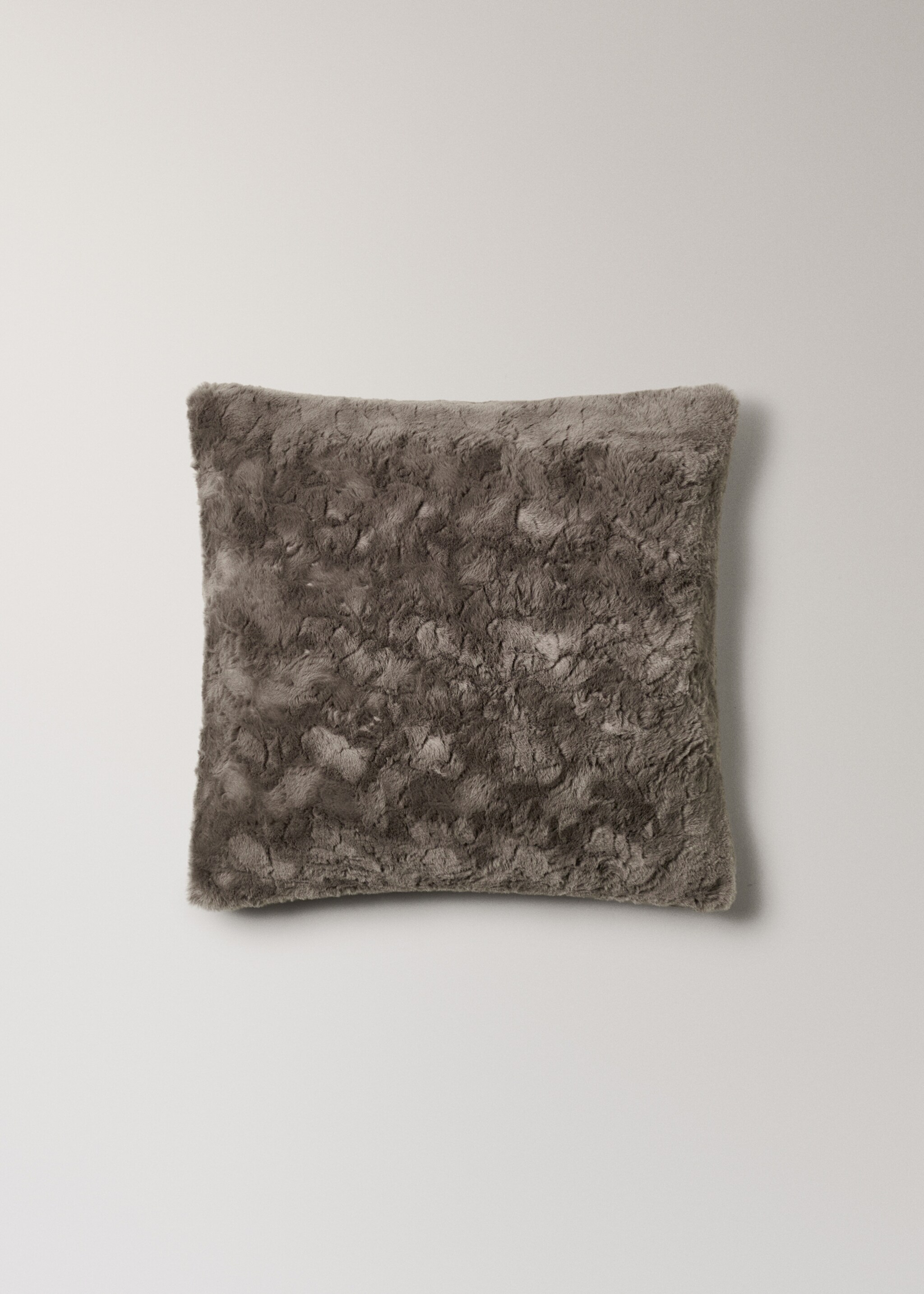 Faux-fur textured cushion cover 50x50 cm - Article without model, Grey. Ref: 17003328-00.