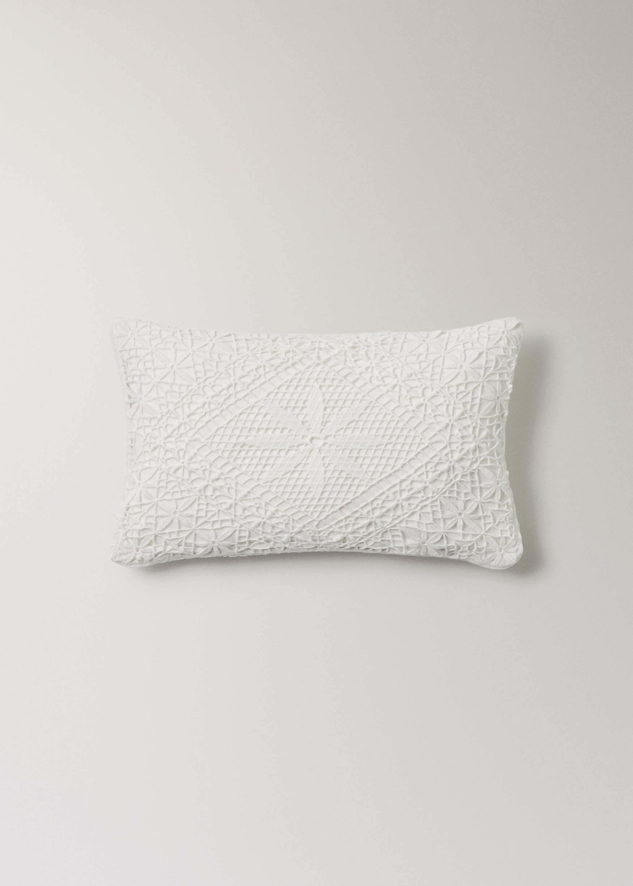 Embroidered cotton cushion cover 30x50cm - Article without model, White. Ref: 17003335-00.