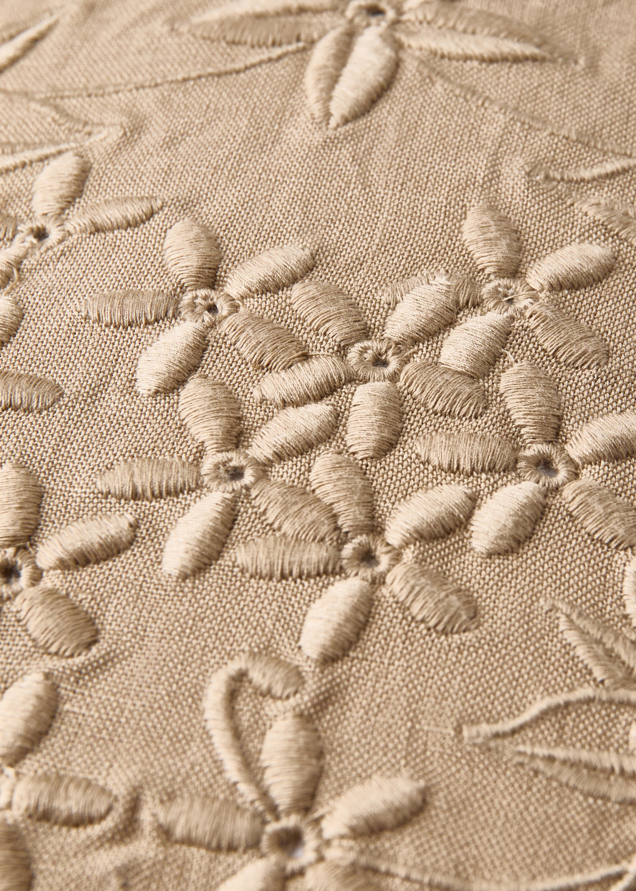 Cotton linen embroidered cushion cover 30x50 cm - Details of the article 4, Yellow. Ref: 17003339-00.