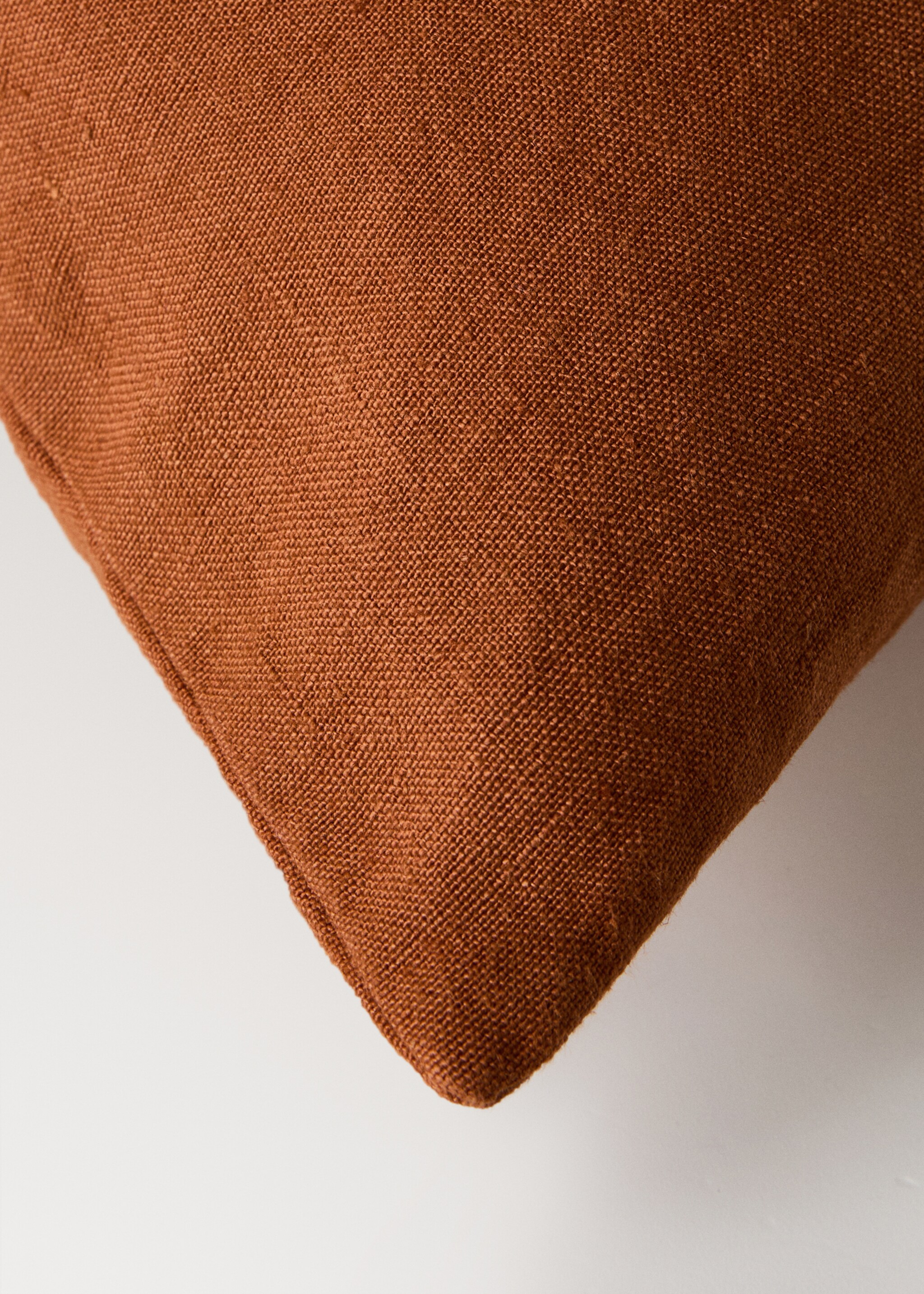 Capa de almofada decorativa de linho 50x50 cm - Pormenor do artigo 2, Laranja-torrado. Ref: 17003341-00.