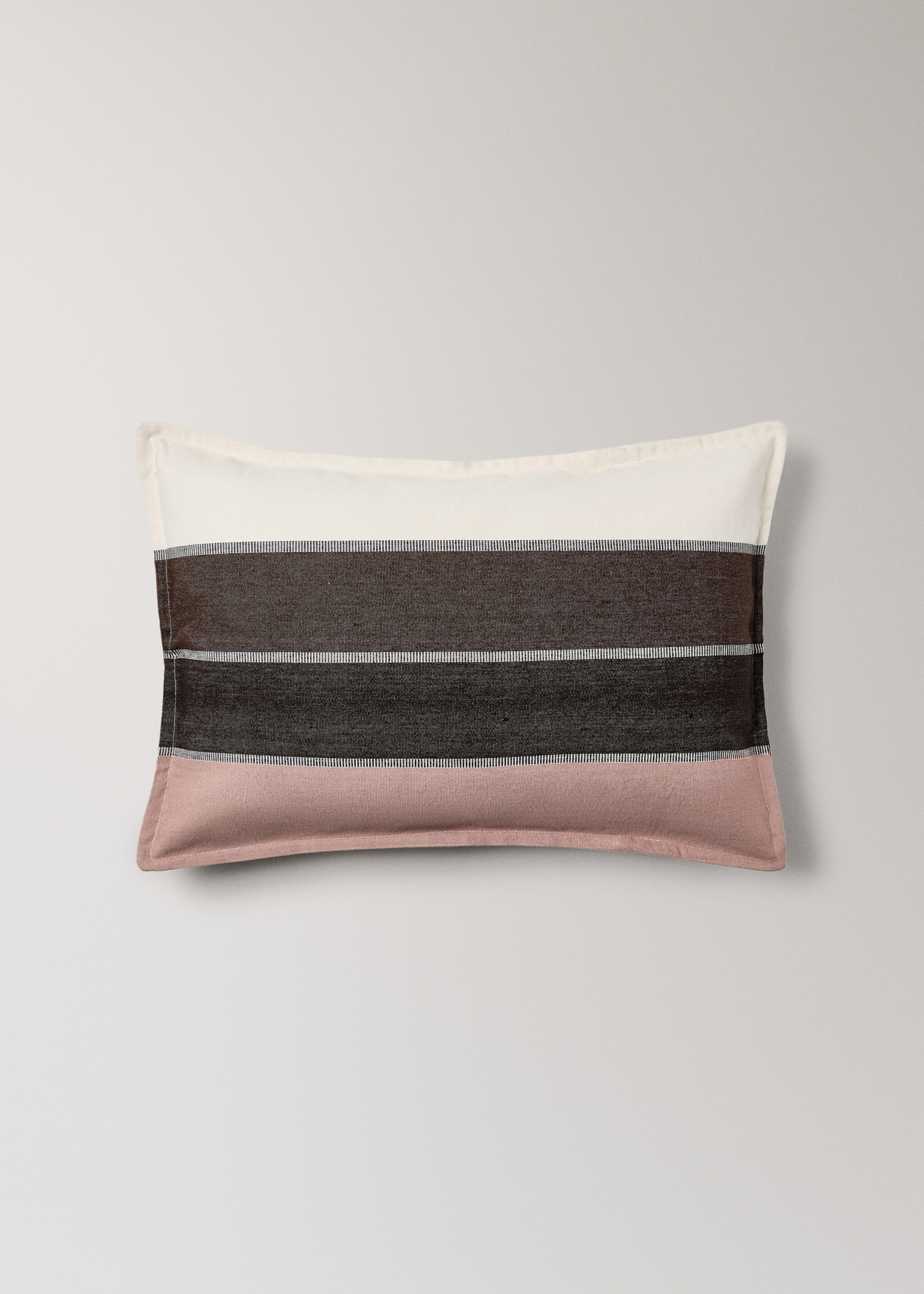 Cotton striped cushion cover, color, 40x60 cm - Товар без моделі, Кава. Ref: 17003343-00.