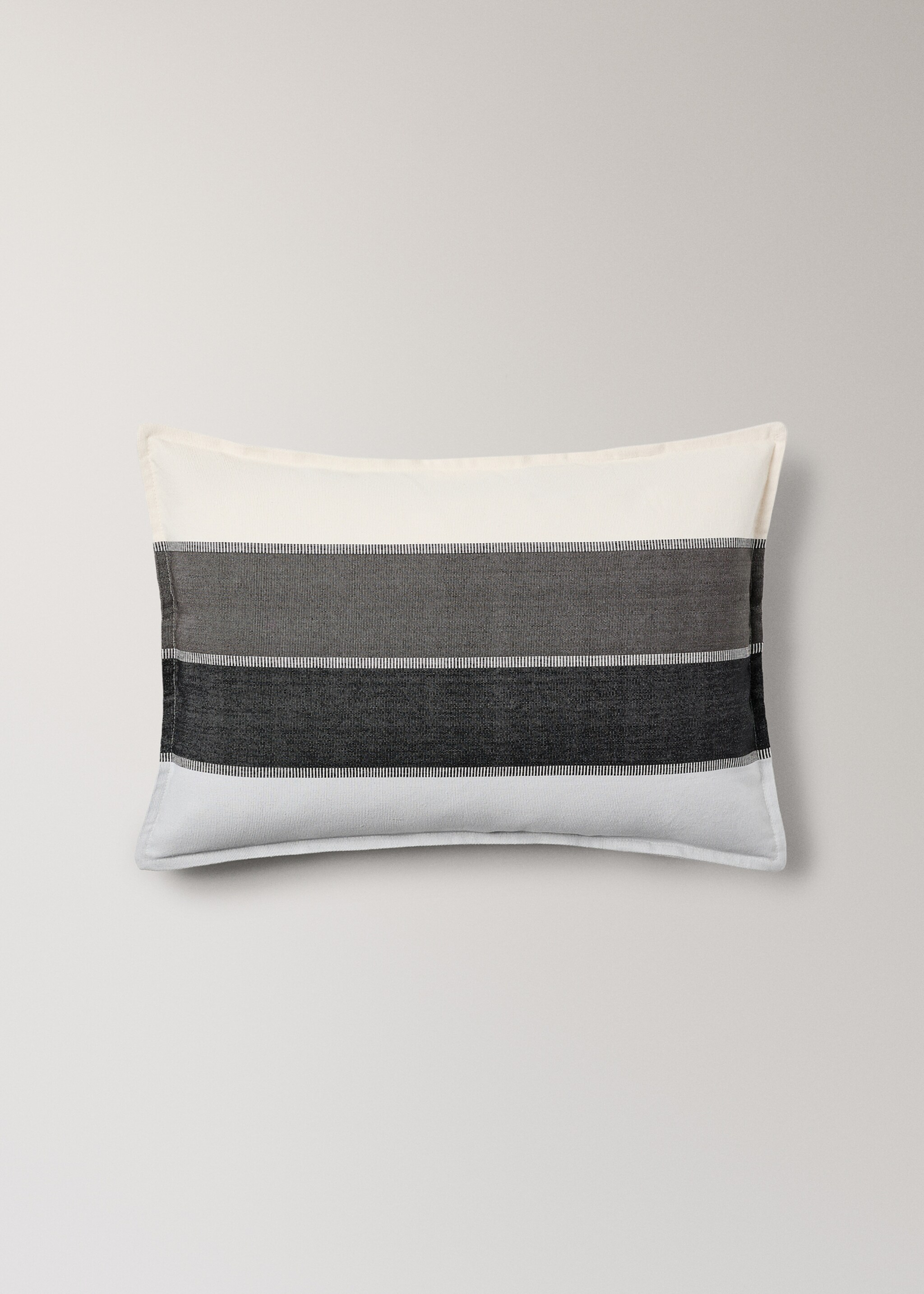 Cotton striped cushion cover 40x60 cm - Article without model, Dark Grey. Ref: 17003343-00.
