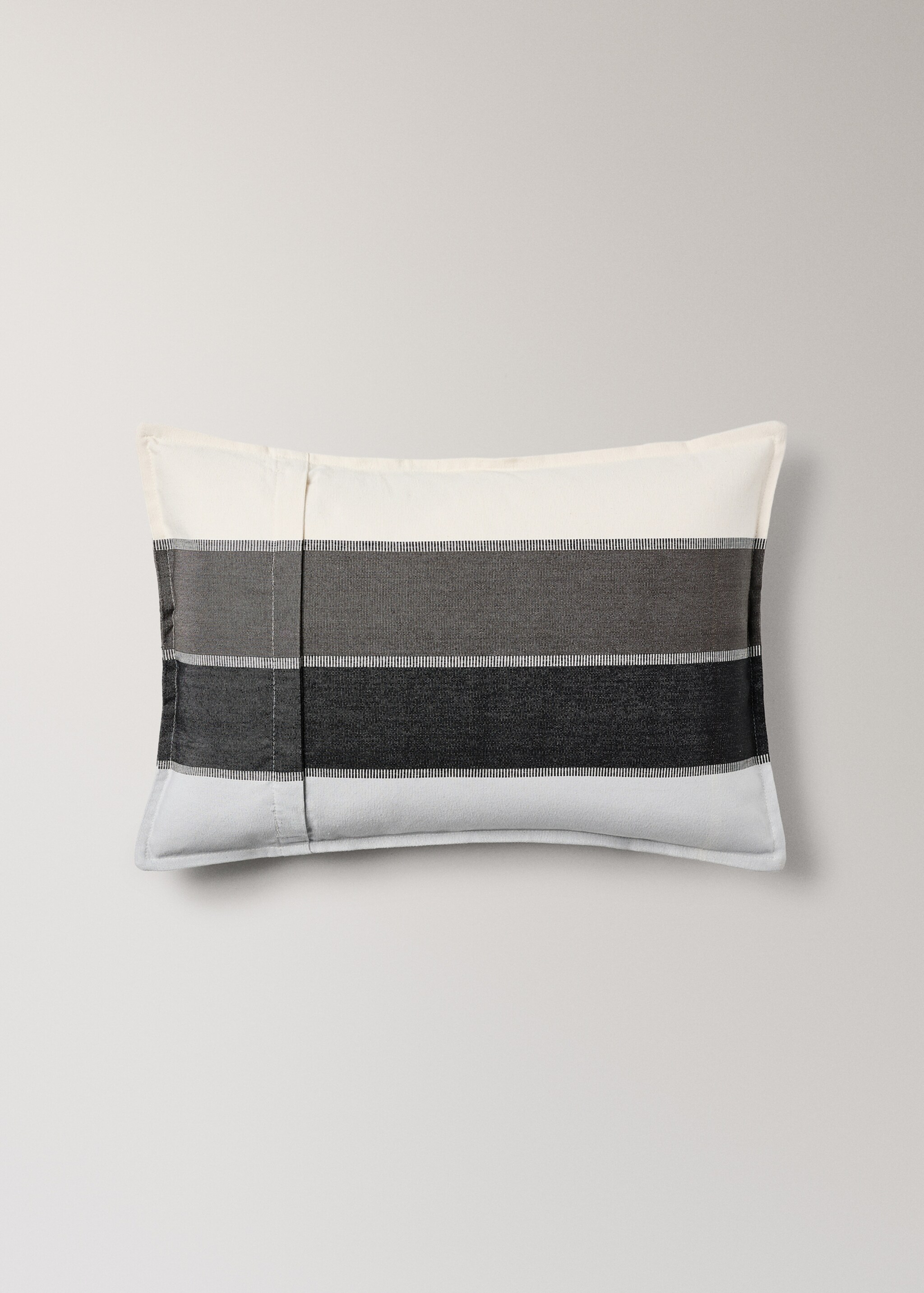 Cotton striped cushion cover 40x60 cm - Details of the article 1, Dark Grey. Ref: 17003343-00.
