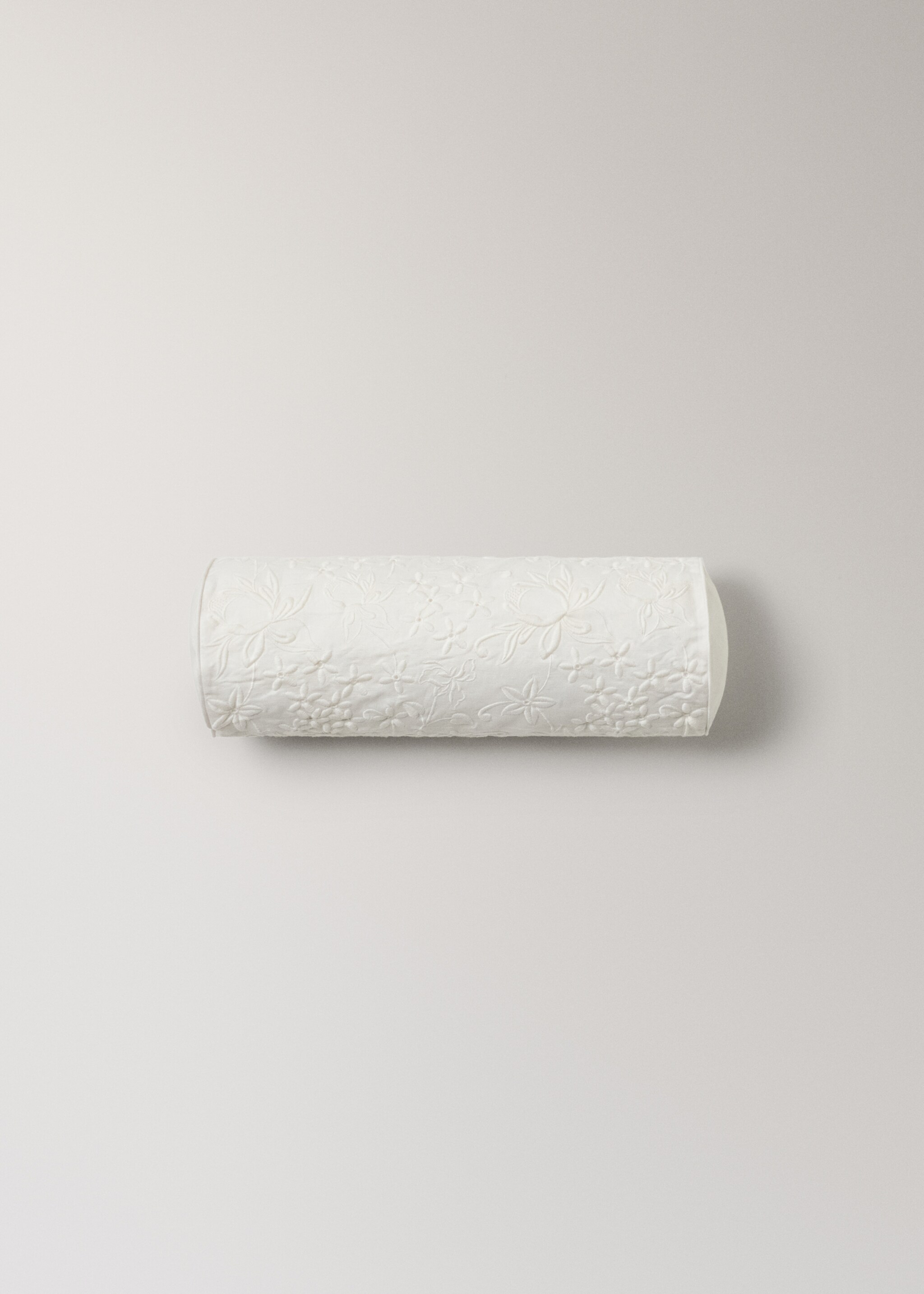 Embroidered linen cotton cushion cover 15x45 cm - Article without model, Light/Pastel Brown. Ref: 17003351-00.