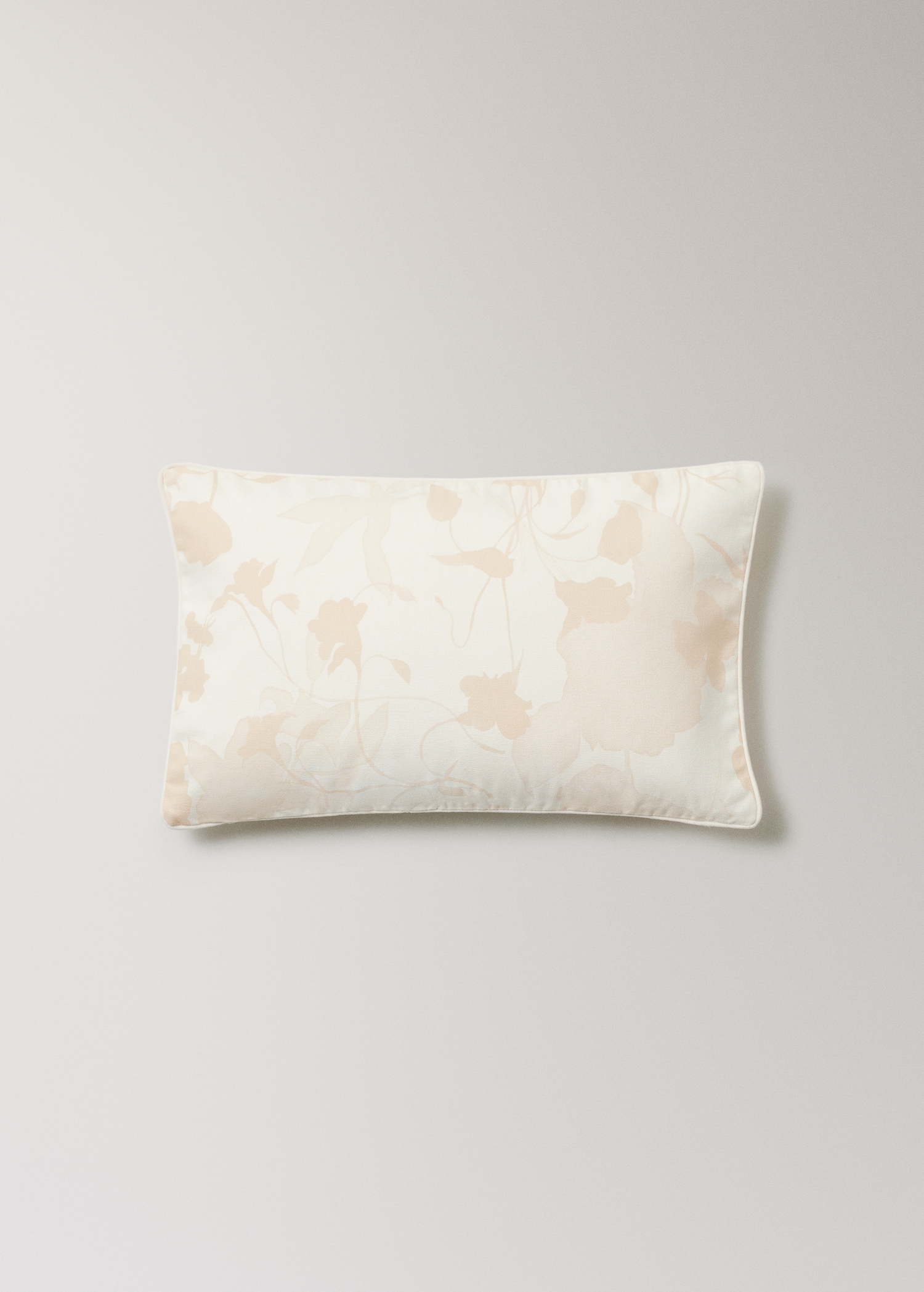 Floral-print cushion cover with velvet piping 30x50 cm - Article without model