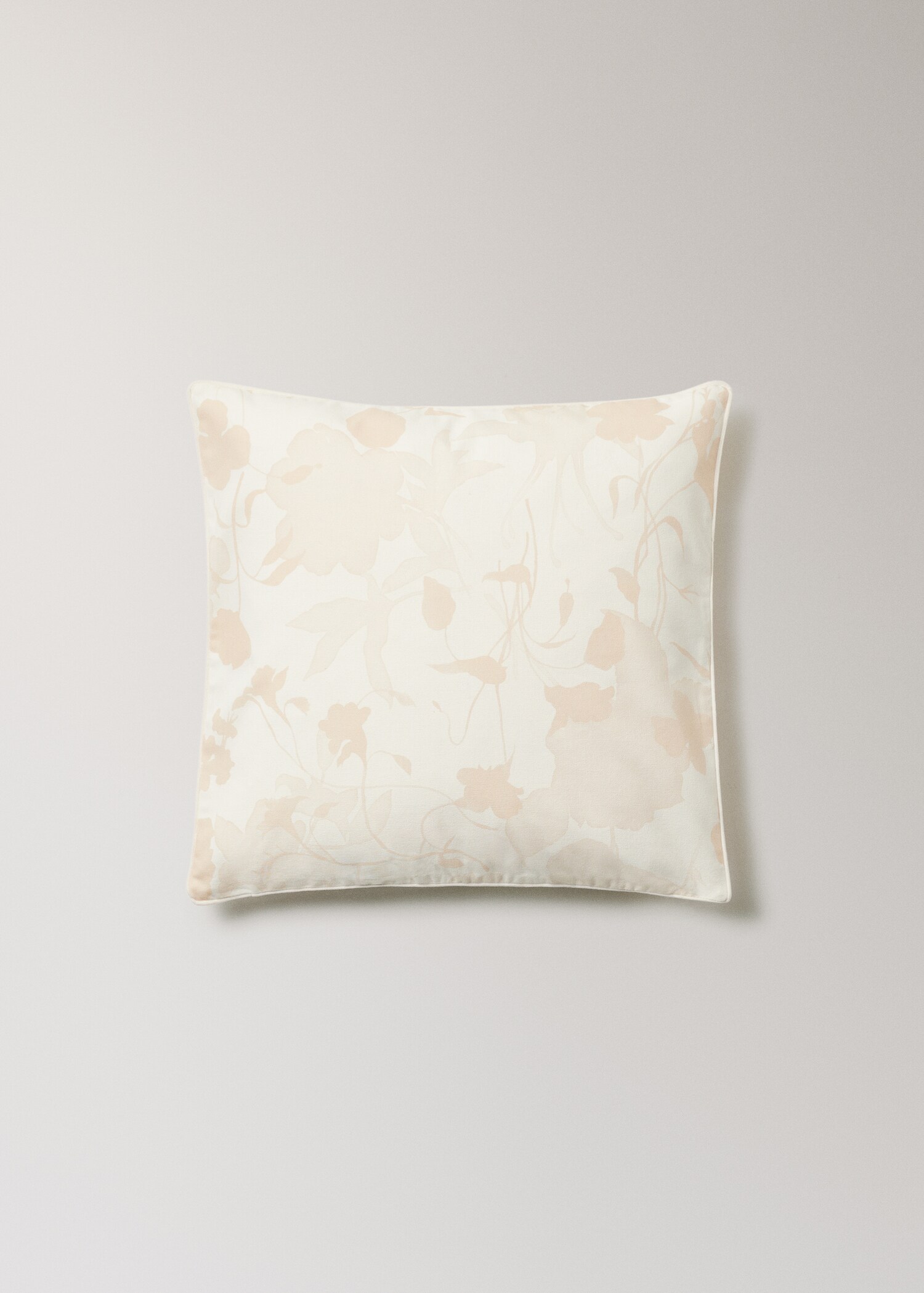 Floral-print cushion cover with velvet piping 50x50 cm - Article without model