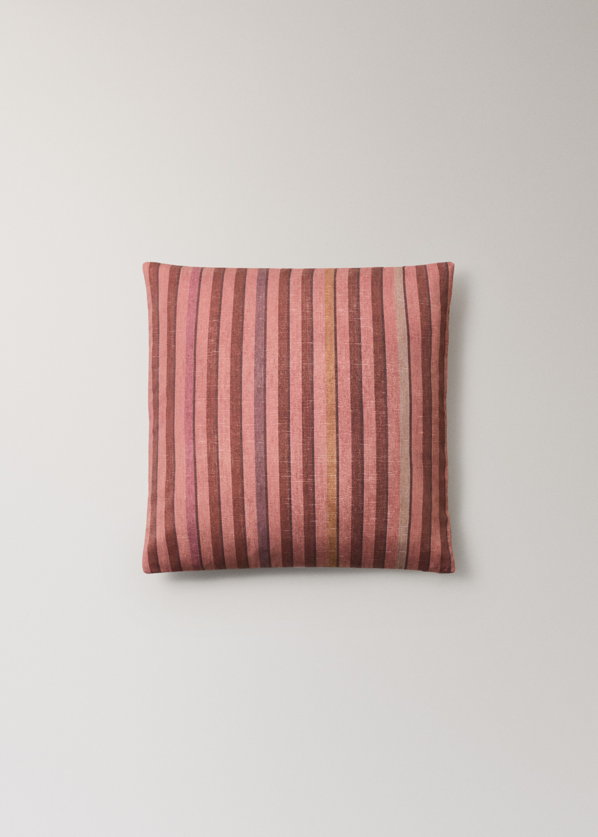 Housse de coussin en coton imprimé à rayures 45x45 cm - Article sans modèle, Rose géranium. Ref: 17003354-00.