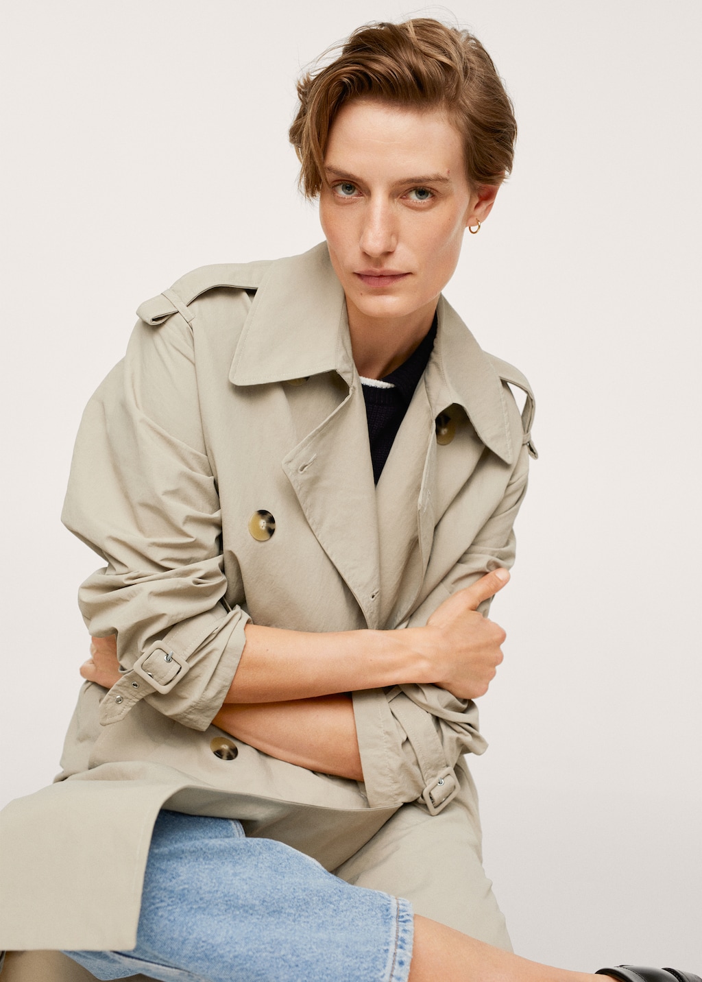 Trench long deperlant Femme MANGO Maroc